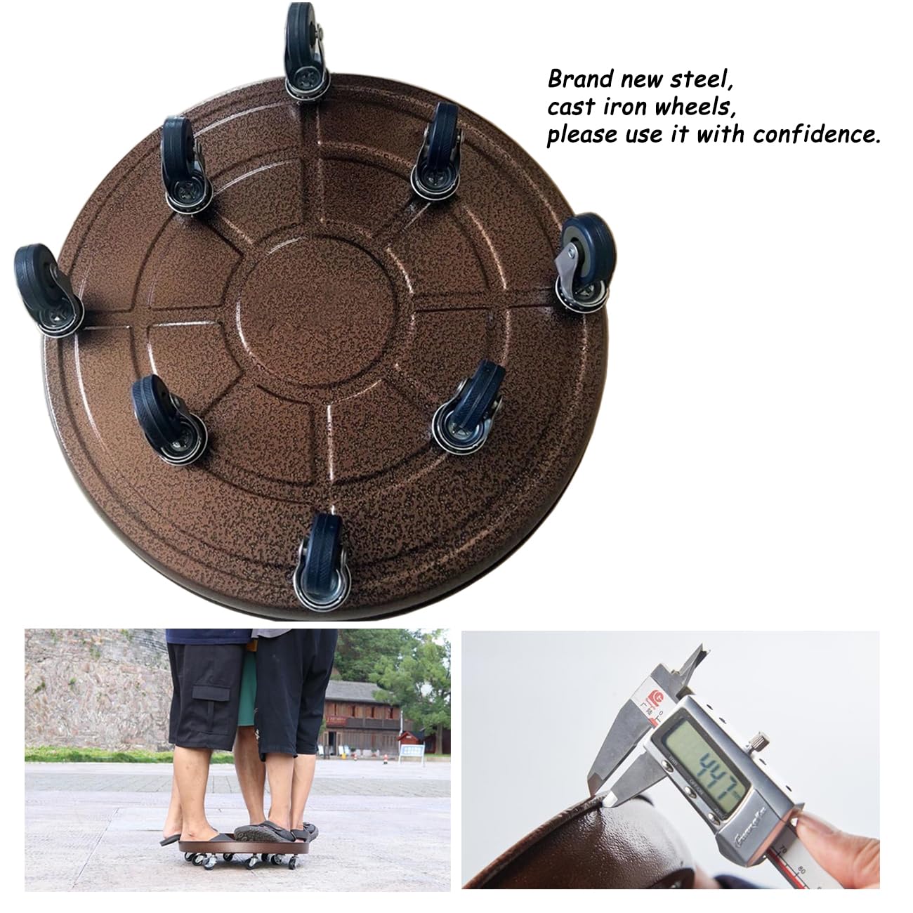 Heavy Duty Extra Large 18-Inch Metal Plant Caddy with Wheels - Rolling Plant Stand for Garden Pots, Flowerpots & Trays - Indoor & Outdoor Use - Perfect for Moving Large Plants on Patios, Decks & Greenhouses (Copper)