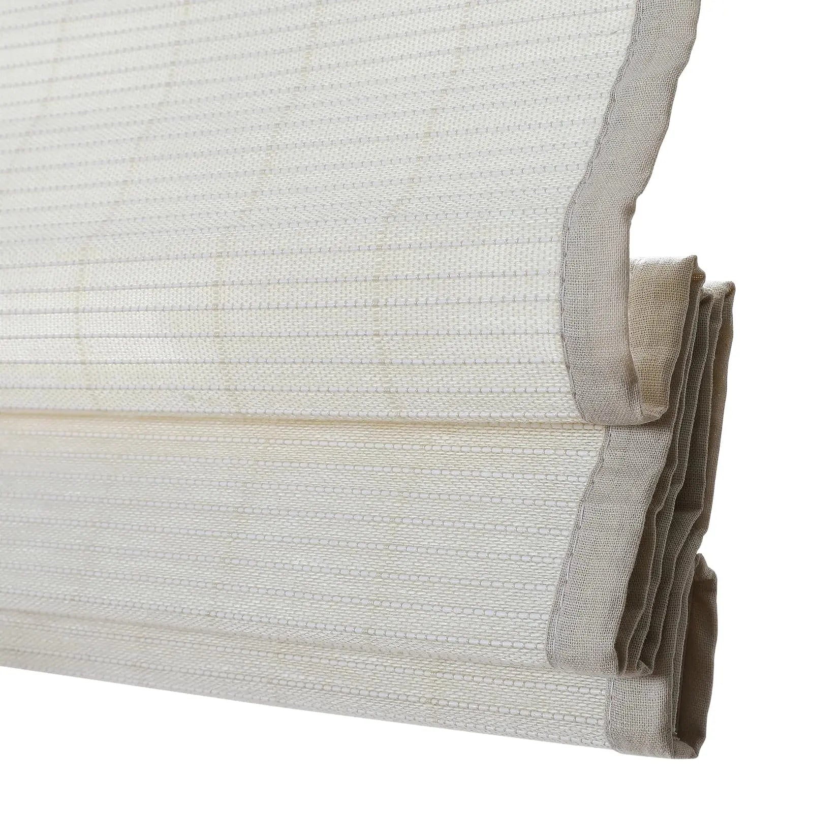 Natural Flax Bamboo Woven Window Shade - Eggshell White | Eco-Friendly Light Filtering Roman Shades for Living Room & Bedroom