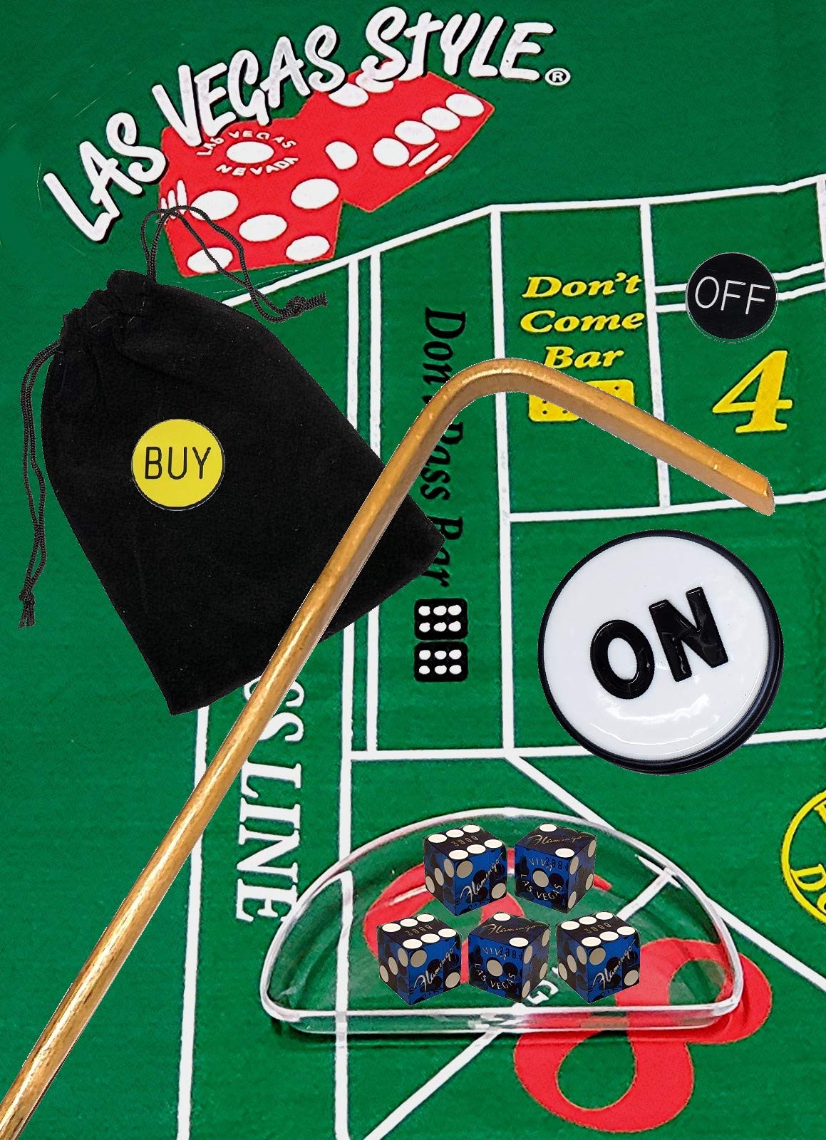 Las Vegas Craps Kit with Dice Stick & Boat - Flamingo Blue for Casino Game Night