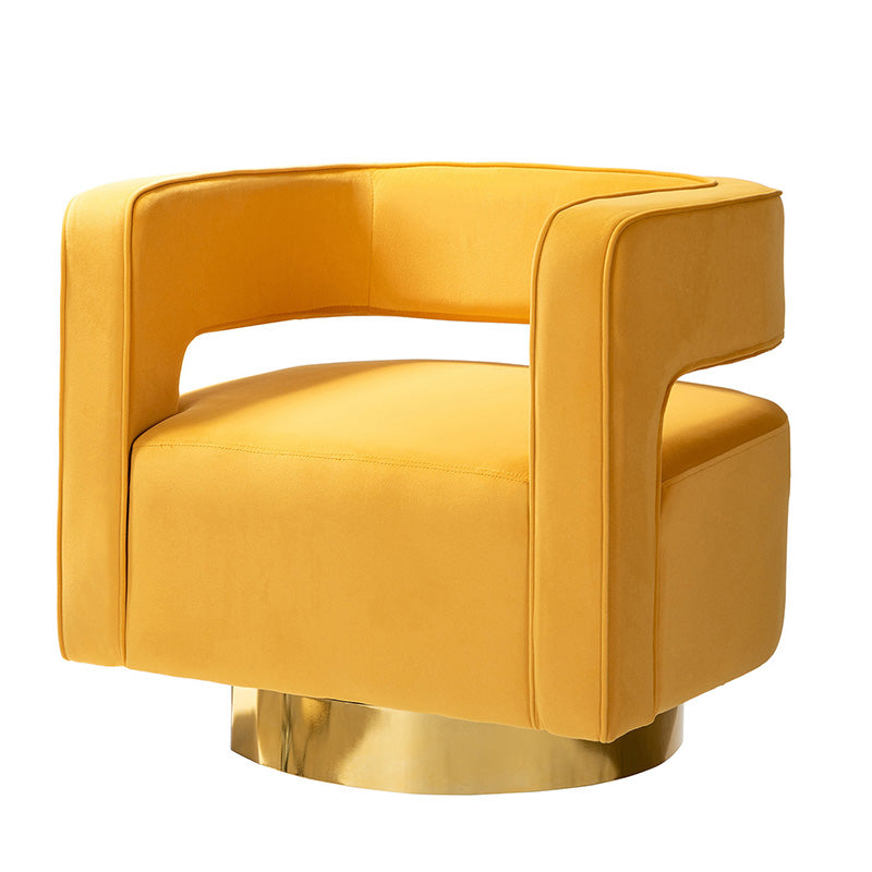 Agata Velvet Swivel Barrel Armchair - Modern Velvet Accent Chair with 360° Rotation for Living Room, Bedroom & Office