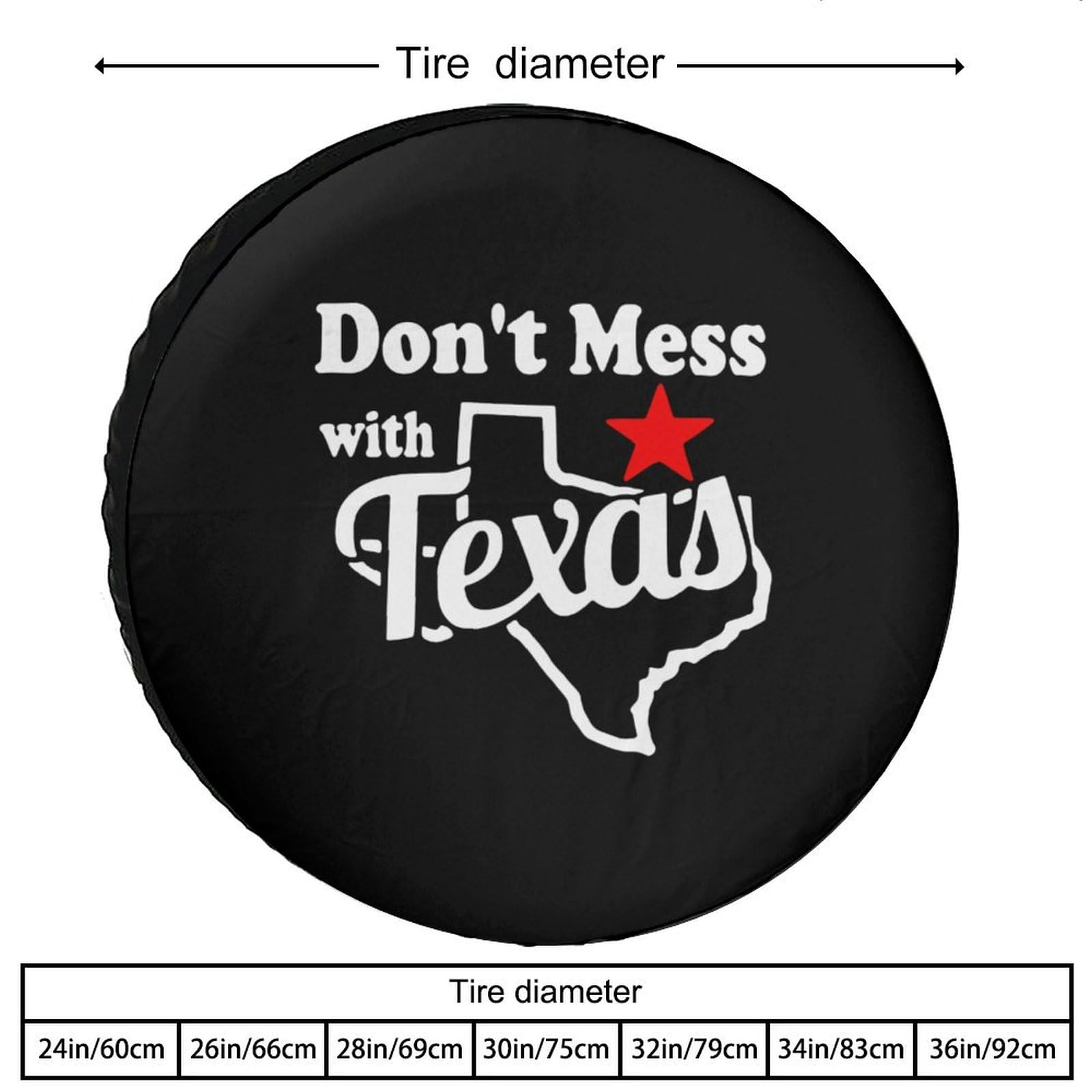 Funny 'Don't Mess with Texas' Spare Tire Cover - 30 Inch Waterproof Sun Protection Wheel Cover for Jeep, Truck & SUV - Perfect for Road Trips & Off-Road Adventures
