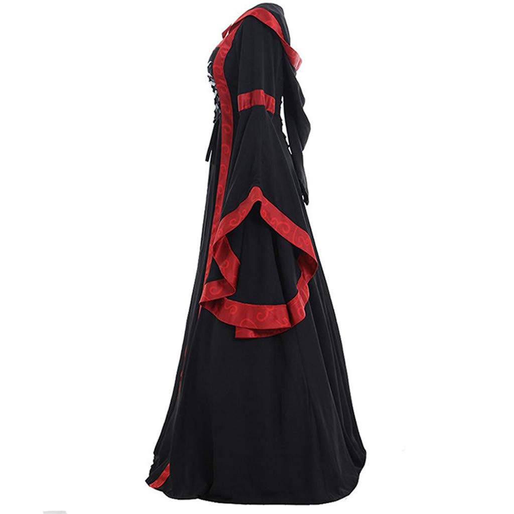 Vintage Floral Print Long Sleeve Maxi Dress for Women - Medieval Style Floor Length Cosplay Gown - Perfect for Renaissance Fairs, Themed Parties & Boho Fashion