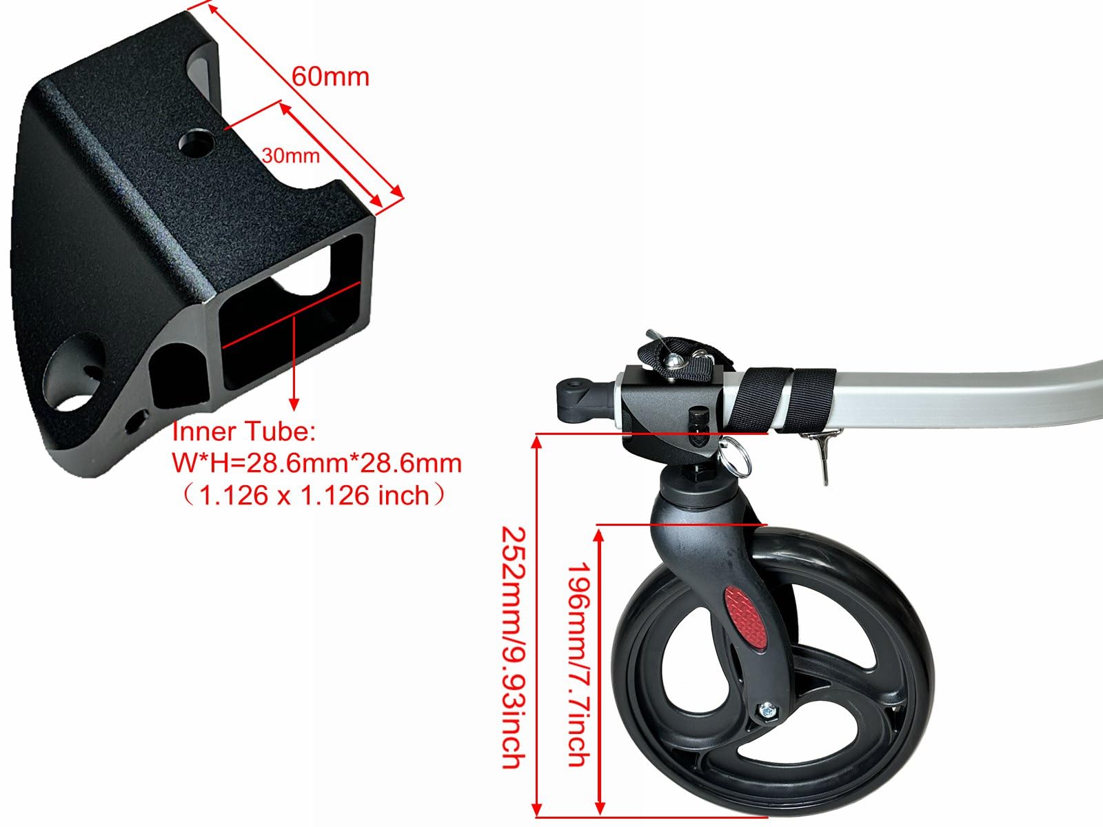Burley Bike Trailer Stroller Wheel Kit - Universal Square Tow Arm Compatible Accessory | Perfect for Jogging, Shopping & Family Outings
