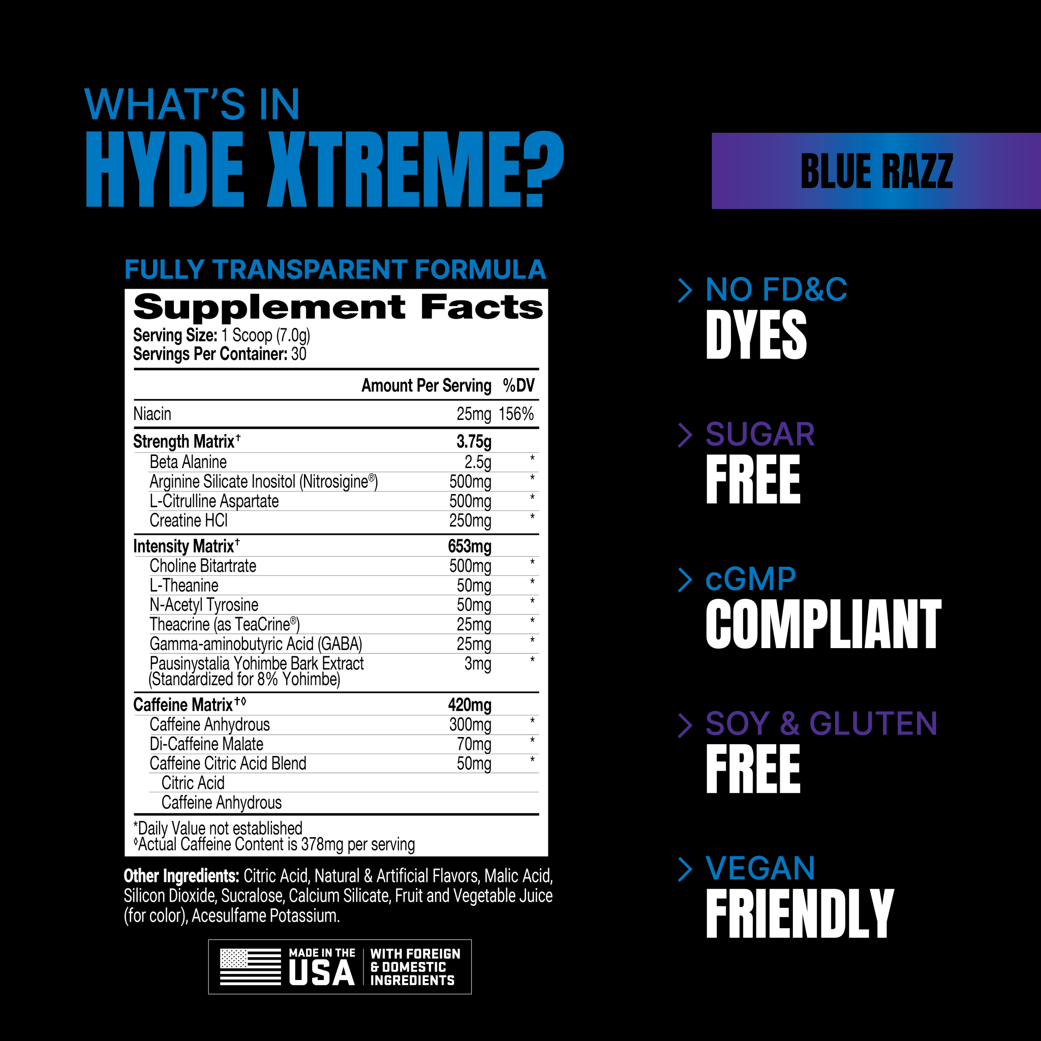 Pro Supps HYDE Xtreme Pre-Workout Powder - Energy & Strength Booster for Gym, Fitness & Bodybuilding | Best for Intense Training & Muscle Growth