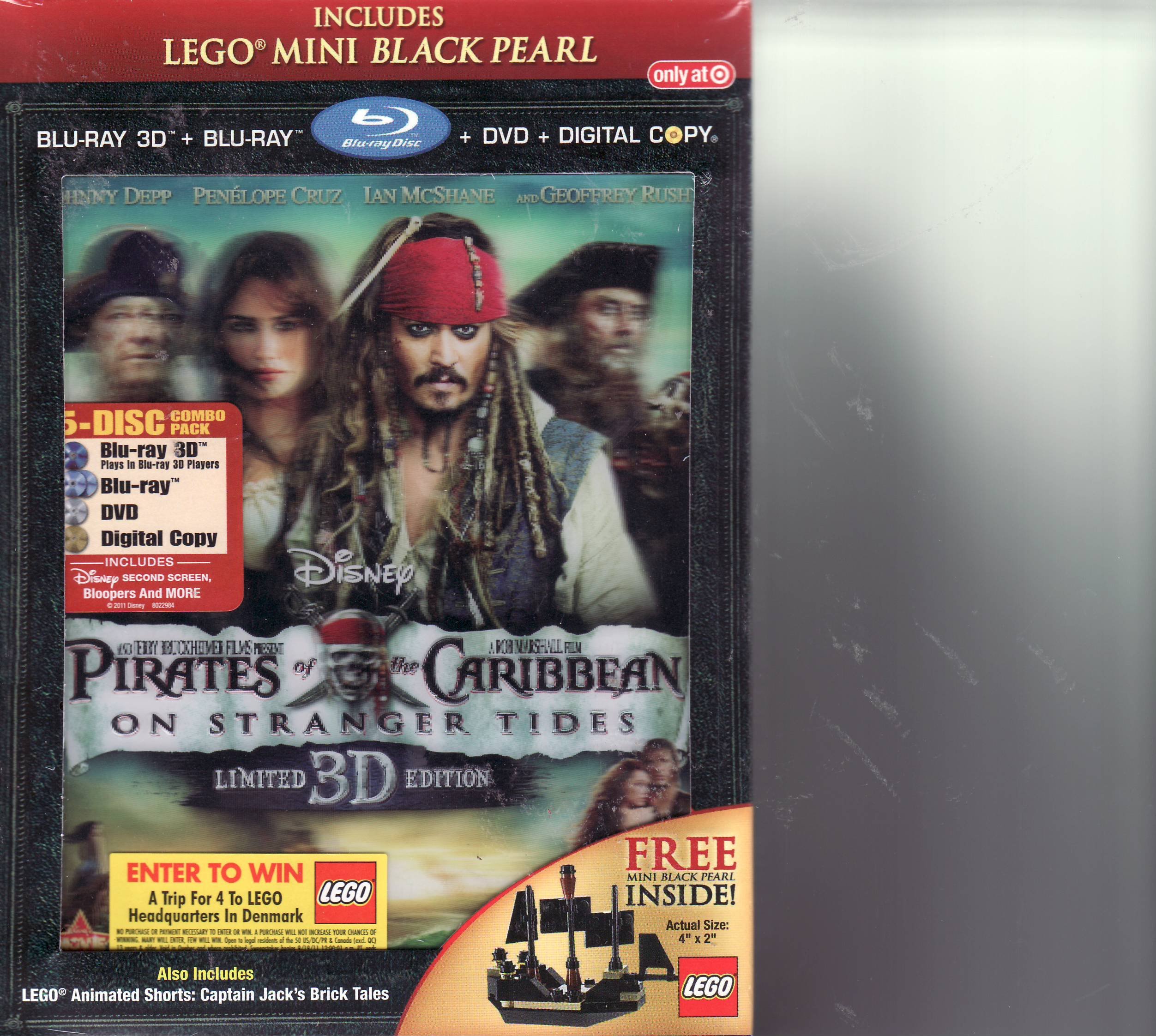 Pirates of the Caribbean: On Stranger Tides 5-Disc Limited Edition Blu-ray 3D + Blu-ray 2 Disc + DVD + Digital Copy with LEGO Mini Black Pearl - Collector's Set for Movie Nights & Disney Fans