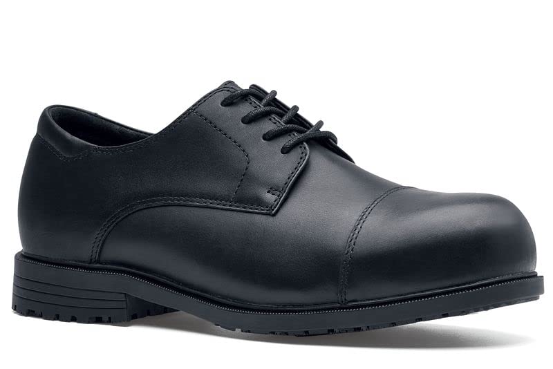 Shoes for Crews Senator Men's Nano Composite Toe (NCT) Slip Resistant Waterproof Black Dress Work Shoes Size 8.5 - Ideal for Restaurant, Hospitality & Healthcare Professionals