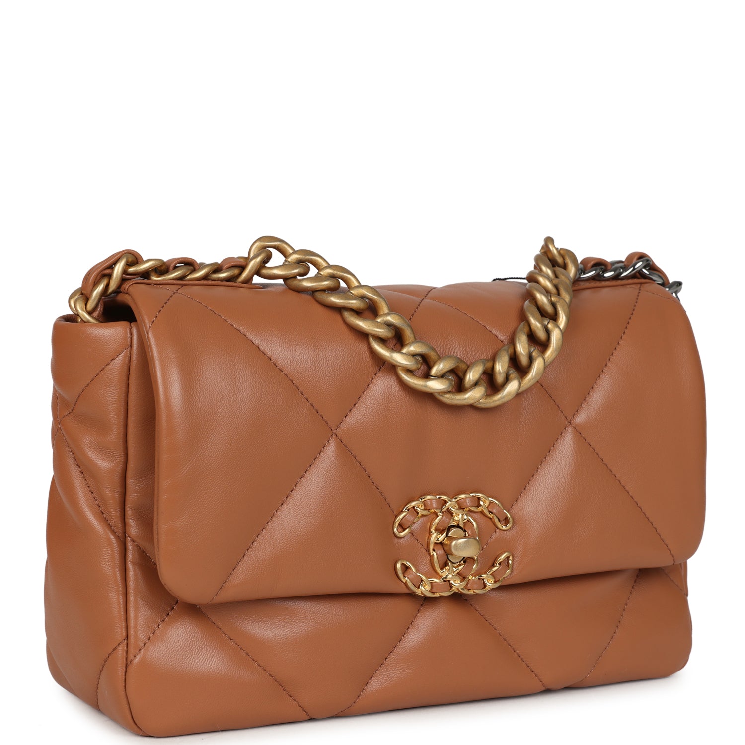 Chanel Medium 19 Flap Bag in Caramel Shiny Lambskin Leather with Mixed Metal Hardware - Luxury Shoulder Bag for Women, Perfect for Date Night & Special Occasions