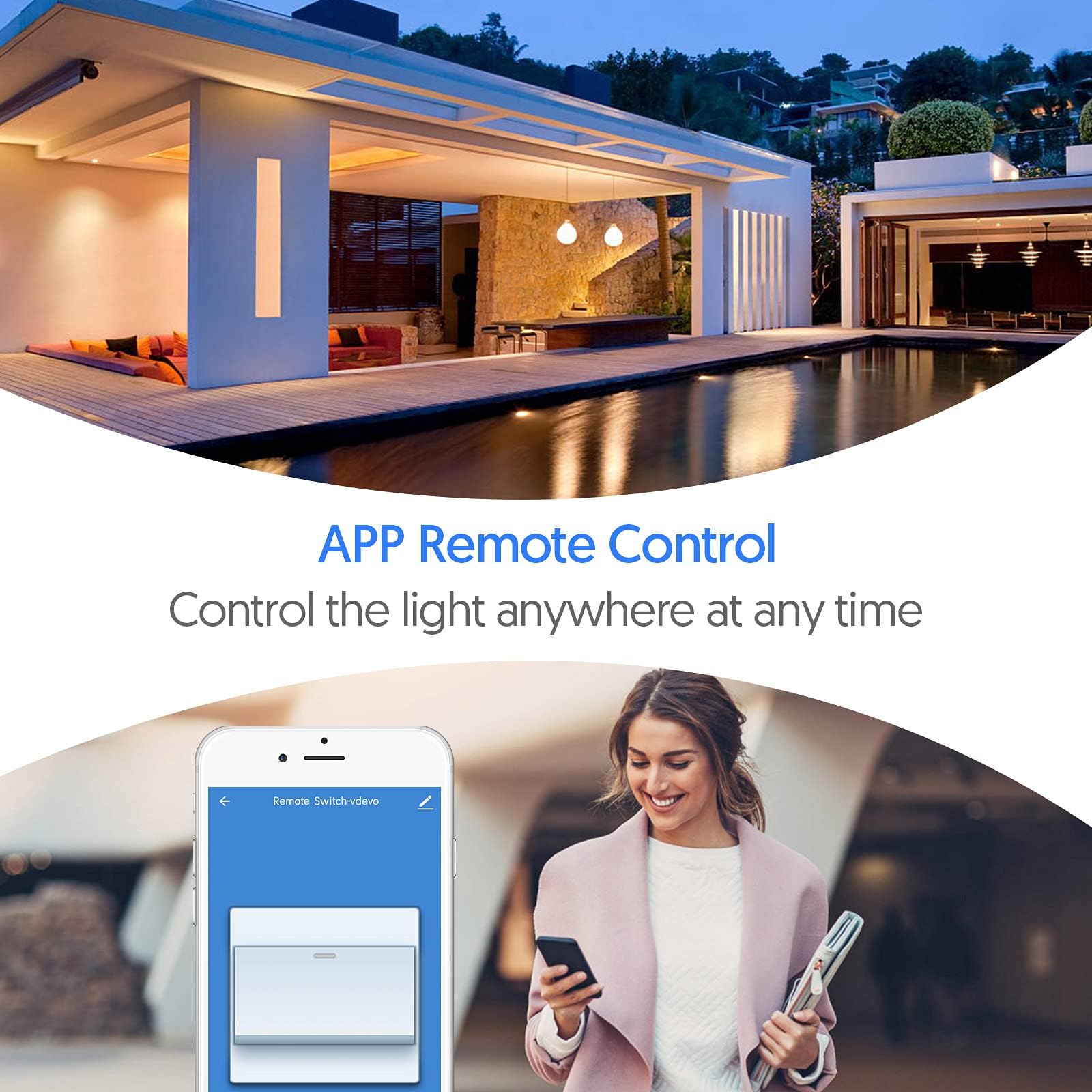 Smart WiFi Light Switch with App & Voice Control - Compatible with Alexa, Google Home - Single Pole Timer Wall Switch (Neutral Wire Required) - Perfect for Smart Home Automation & Remote Lighting Control