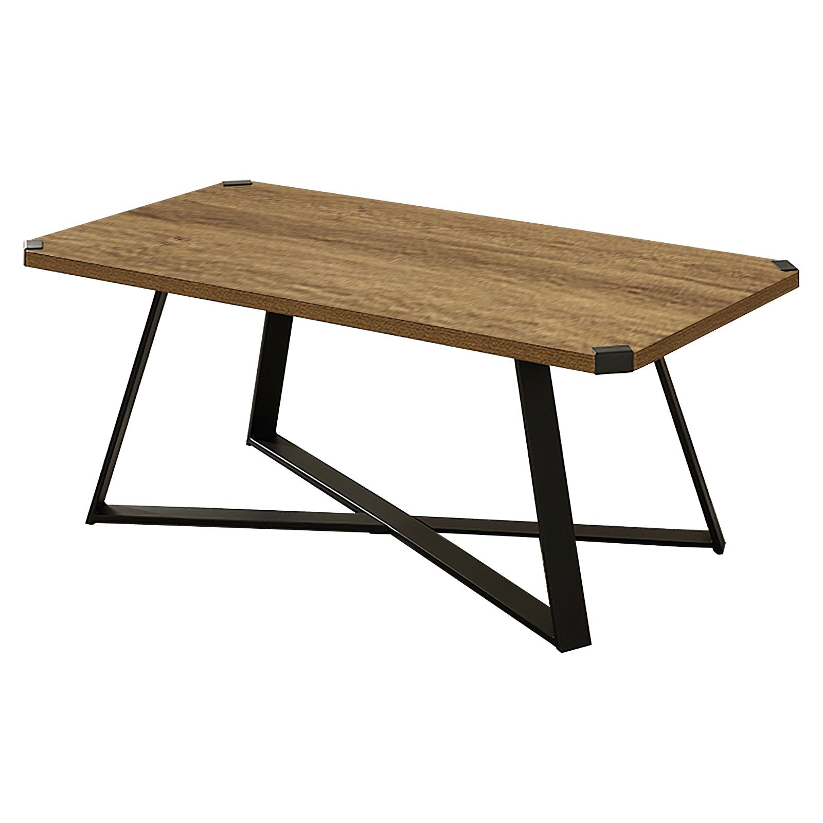 Criterion Capri 1100mm Dark Oak Coffee Table with Black Metal Legs & Metal Highlights - Perfect for Living Room, Lounge & Office Decor