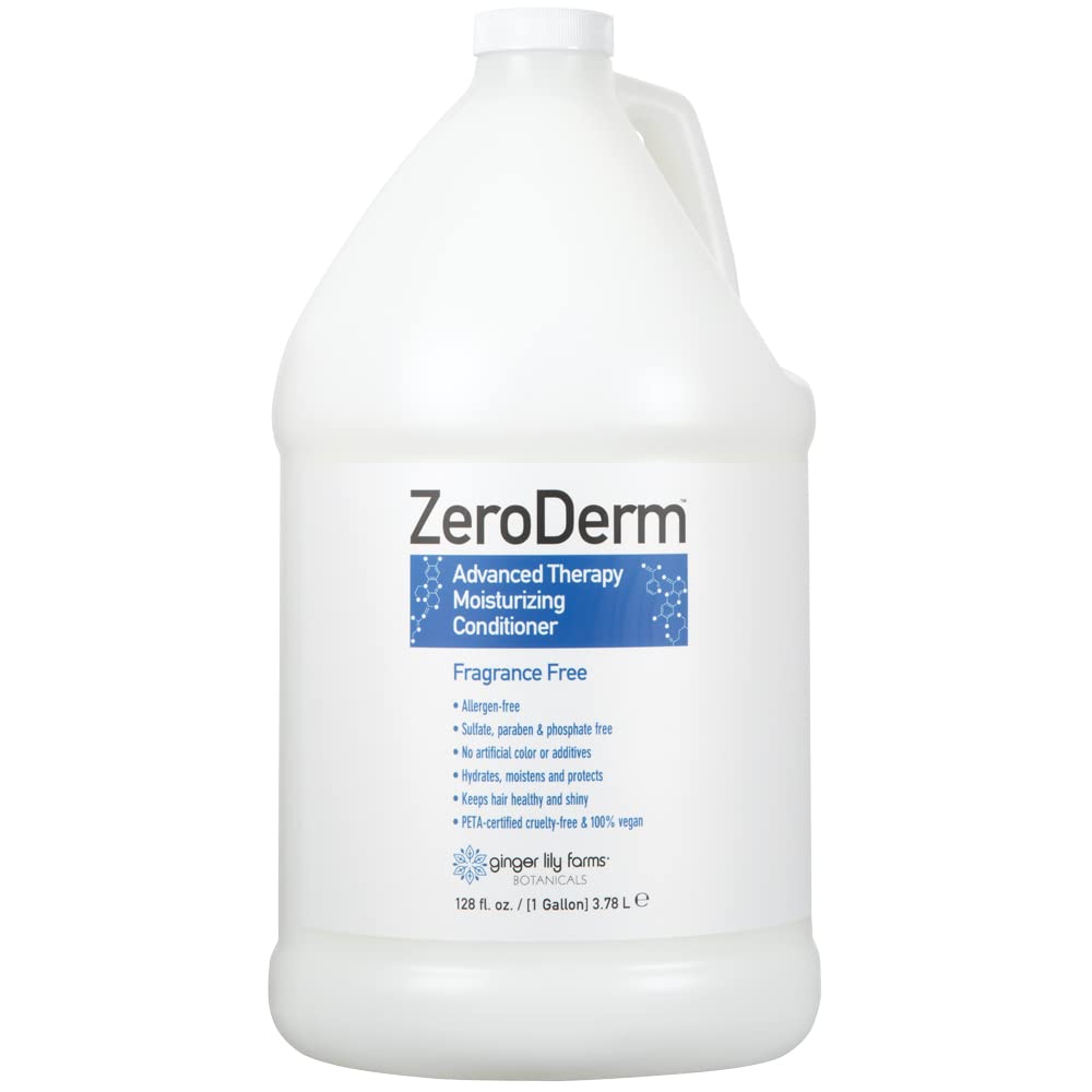 Ginger Lily Farms ZeroDerm Advanced Therapy Moisturizing Conditioner - 1 Gallon Refill Pack (4 Count) - Vegan, Cruelty-Free & Fragrance-Free for All Hair Types - Ideal for Salons, Spas & Daily Hair Care