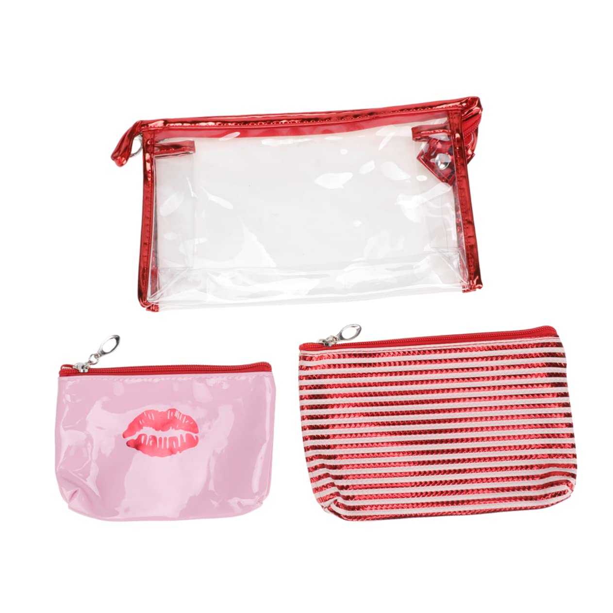 TENDYCOCO 3-Piece Clear Cosmetic Bag Set - Travel Makeup Pouch for Lip Gloss, Toiletries & Essentials | Portable Waterproof Wash Bag for Purse, Gym & Vacation (Transparent Organizer)