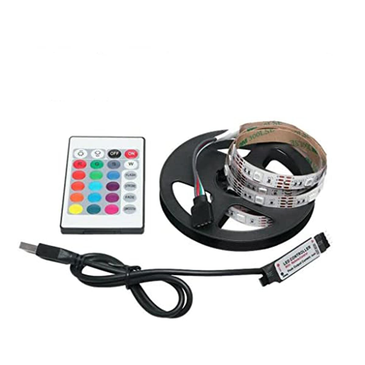 1M/3.3ft RGB LED Strip Lights - Flexible Color Changing Light Bar with Remote Control | USB Powered TV Backlight, Room Decor & Ambient Lighting for Bedroom, Gaming Setup, Party Atmosphere