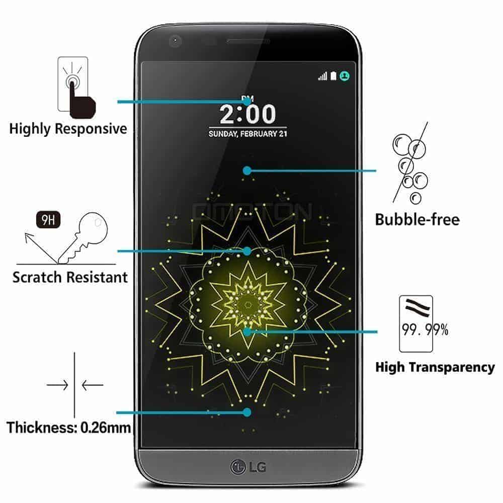 2 Pack LG G5 Tempered Glass Screen Protector - Clear, Anti-Scratch, Bubble-Free - Perfect for Everyday Protection at Work, Home & Travel