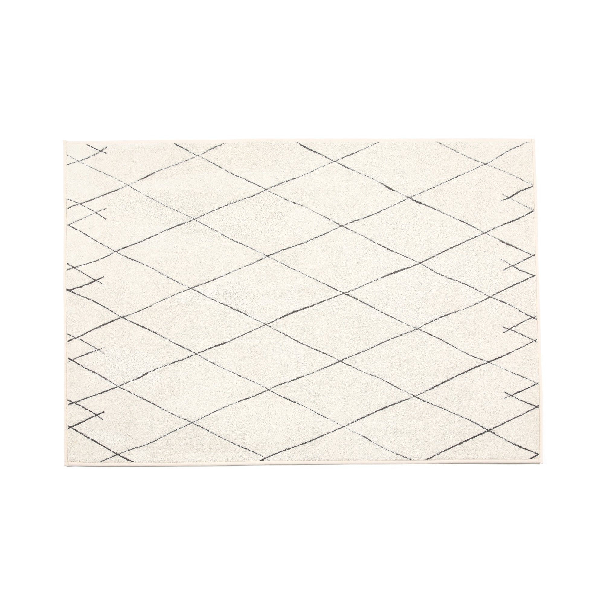 Lattice Carpet Rug Medium Ivory 190x140cm - Non-Slip Bohemian Style Area Rug for Living Room, Bedroom, Dining Room & Home Decor