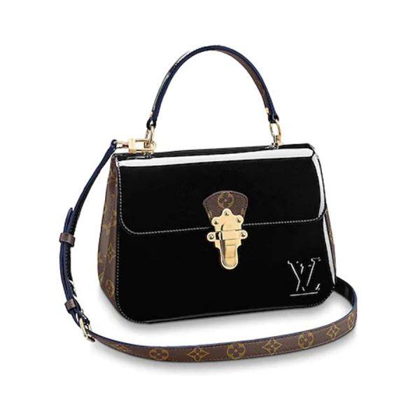Authentic Louis Vuitton Cherrywood PM Handbag in Glossy Black Patent Leather - Perfect for Work, Travel & Evening Events