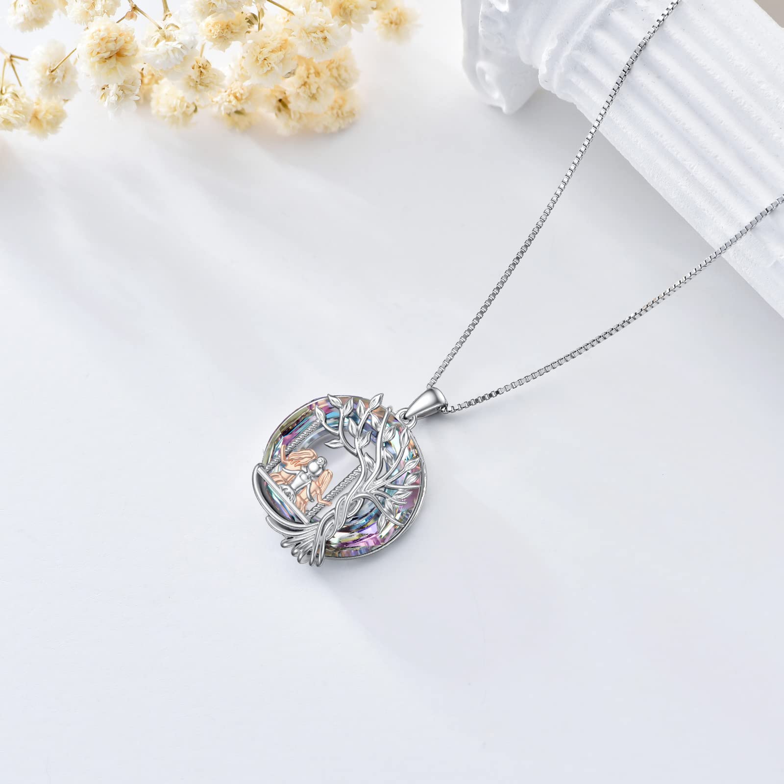 TOUPOP 925 Sterling Silver Tree of Life Necklace for Sisters - 2/3/4 Sisters Jewelry with Crystals - Meaningful Birthday, Mother's Day & Friendship Gift for Women, Daughters & Friends - Perfect for Family Reunions, Sister Bonding & Special Occasions