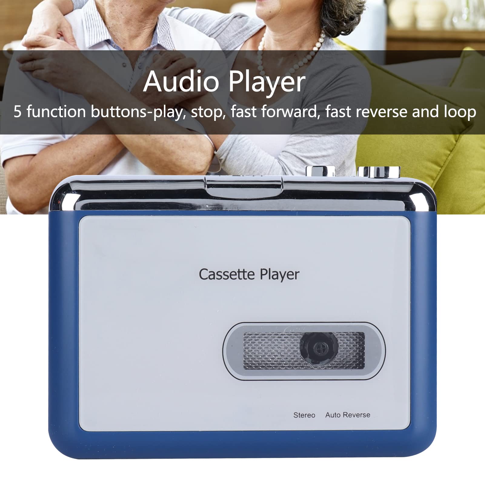 Portable Bluetooth Cassette Player with Auto Reverse & USB - Wireless Walkman with Headphones - Perfect for Commuting, Jogging, and Vintage Music Lovers