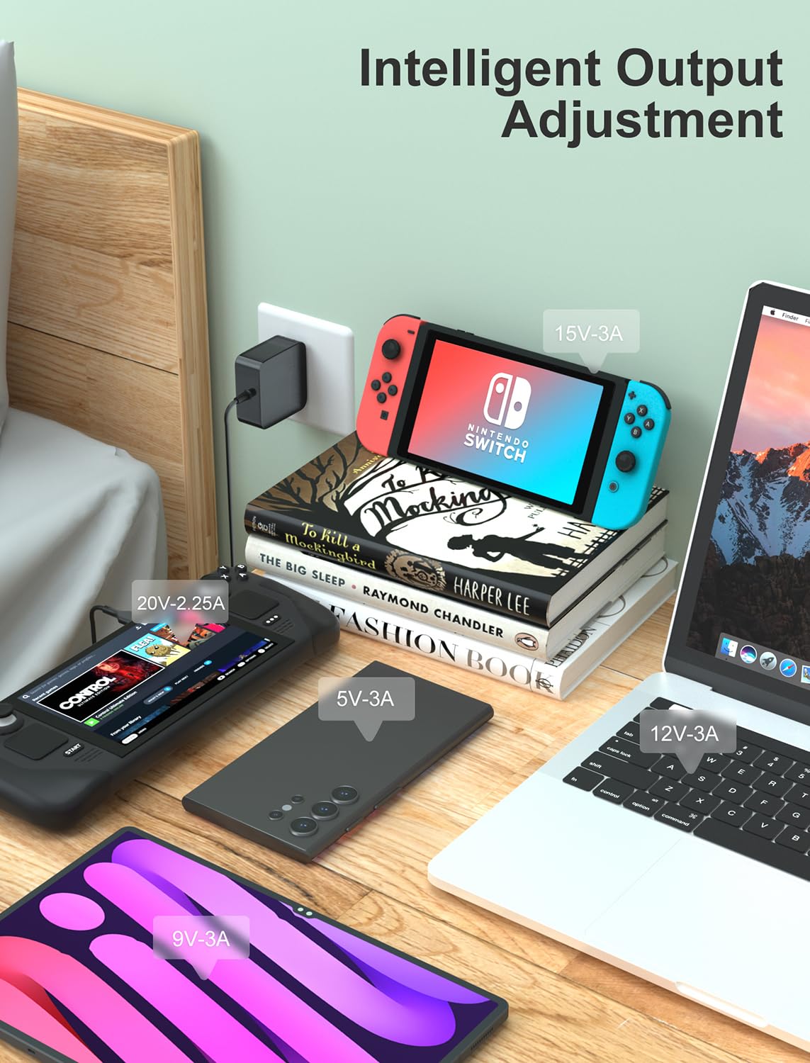 45W USB C Fast Charger with 6FT Cable - PD 3.0 Wall Adapter for Steam Deck, Nintendo Switch, Samsung Galaxy S23/S22 - Portable Gaming & Travel Charging Solution