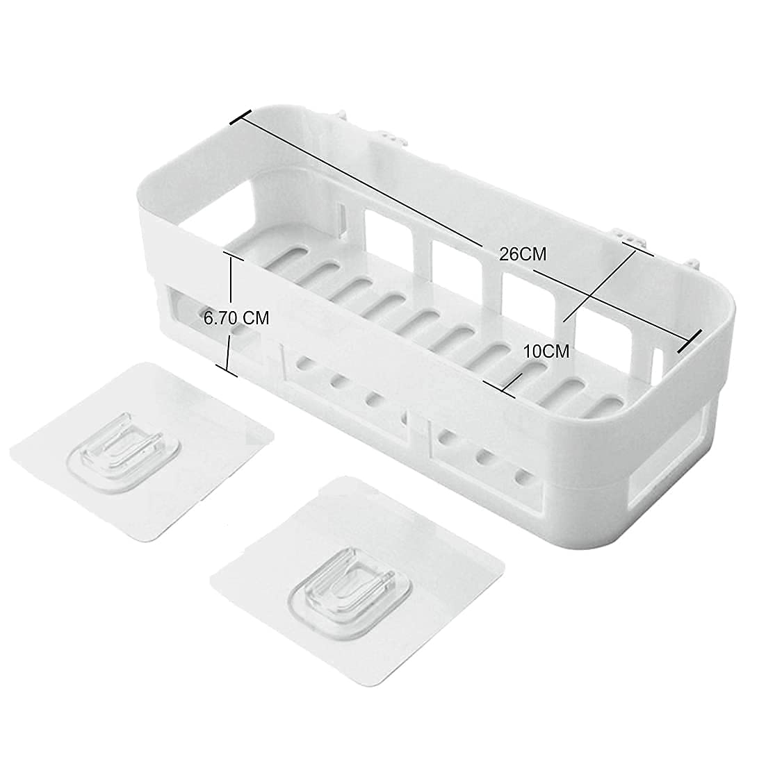 Self Adhesive Bathroom Shelf Organizer - No Drill Wall Mounted Bathroom Storage Rack (2 Pack) - Perfect for Small Bathrooms, Showers & Vanity Organization