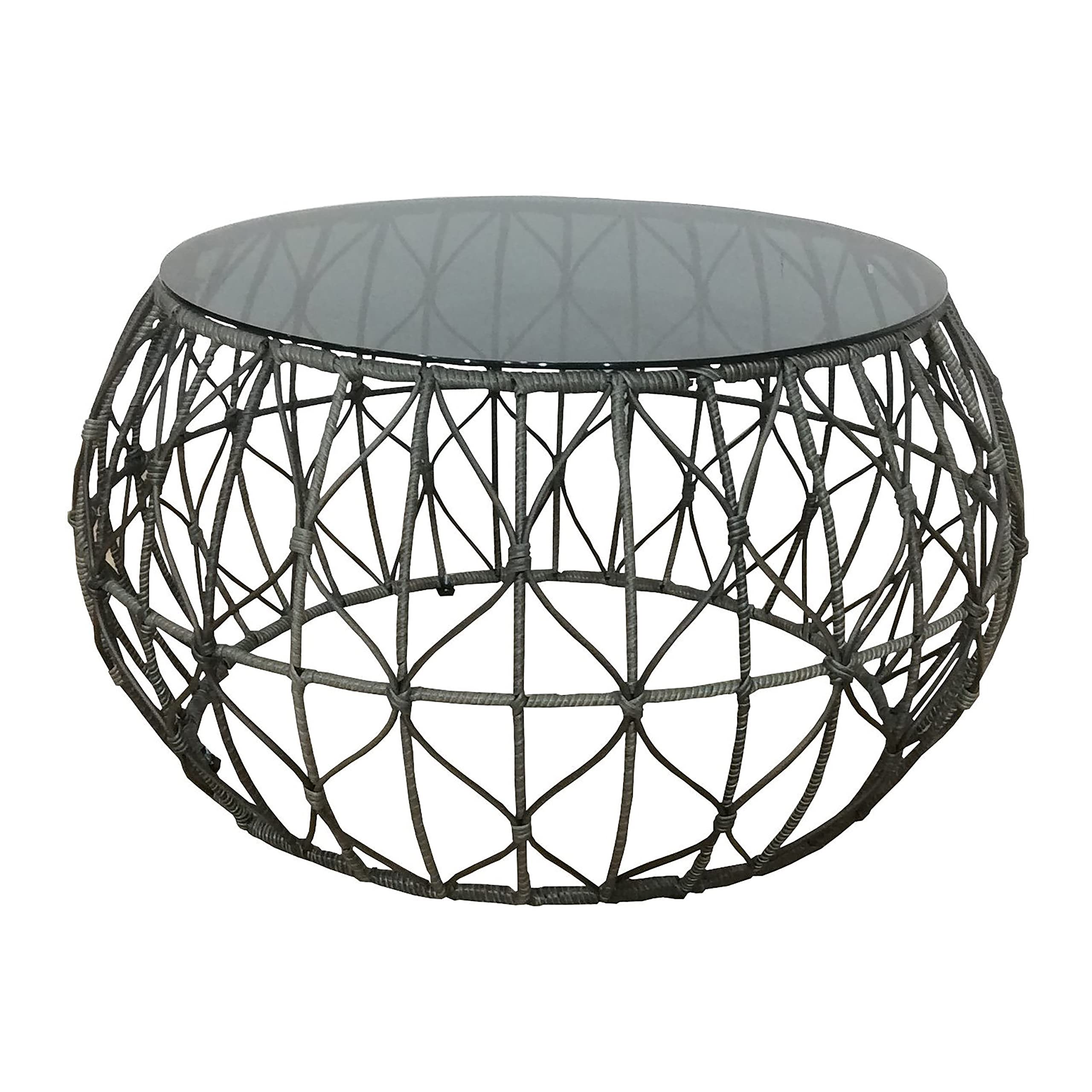 Blake Round Iron and Glass Outdoor Accent Table - Patio Side Table for Garden, Poolside & Balcony Decor