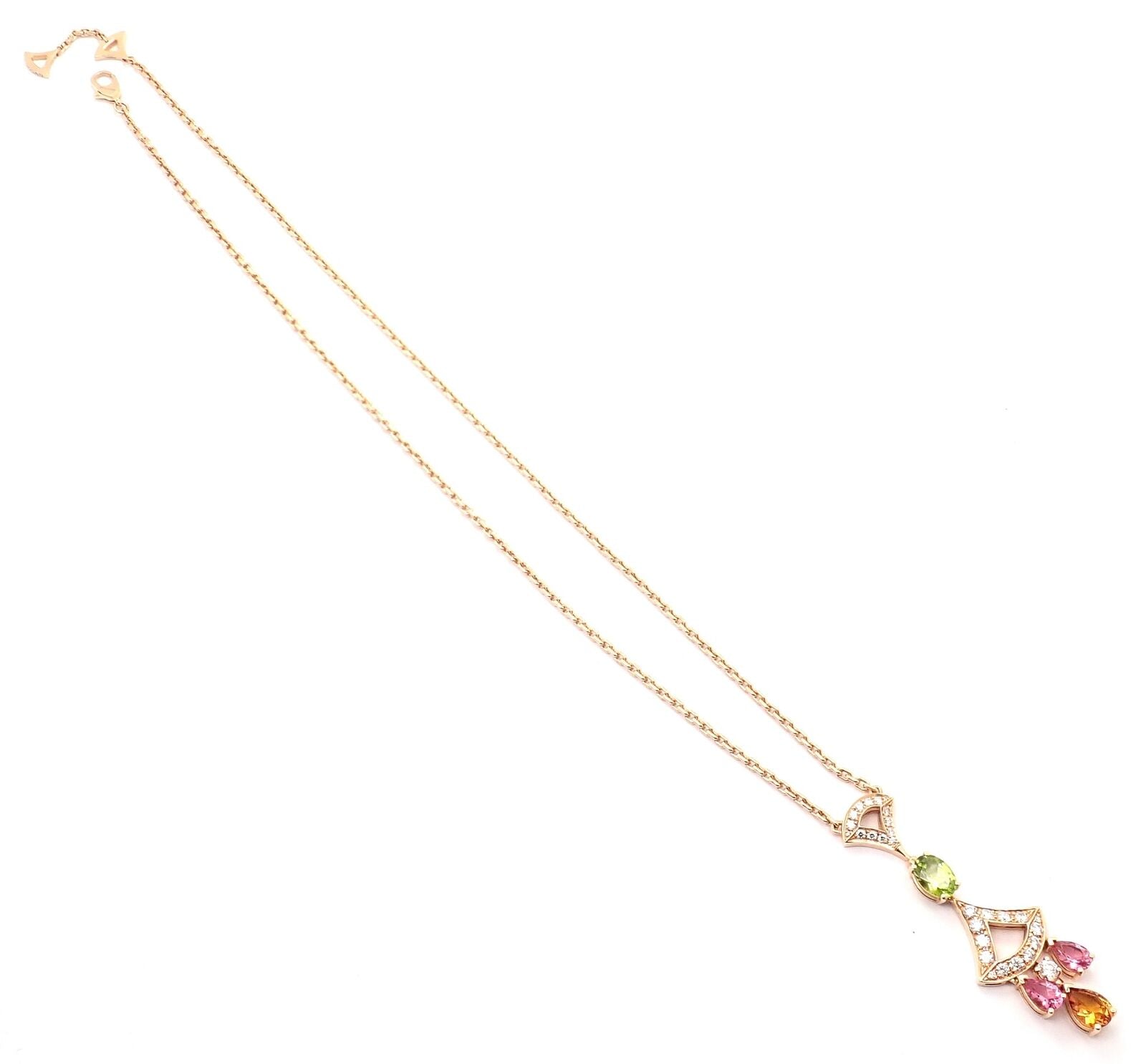 Authentic Bvlgari Diva Dream 18K Rose Gold Diamond & Peridot Necklace with Certification - Elegant Jewelry for Weddings, Parties & Special Occasions