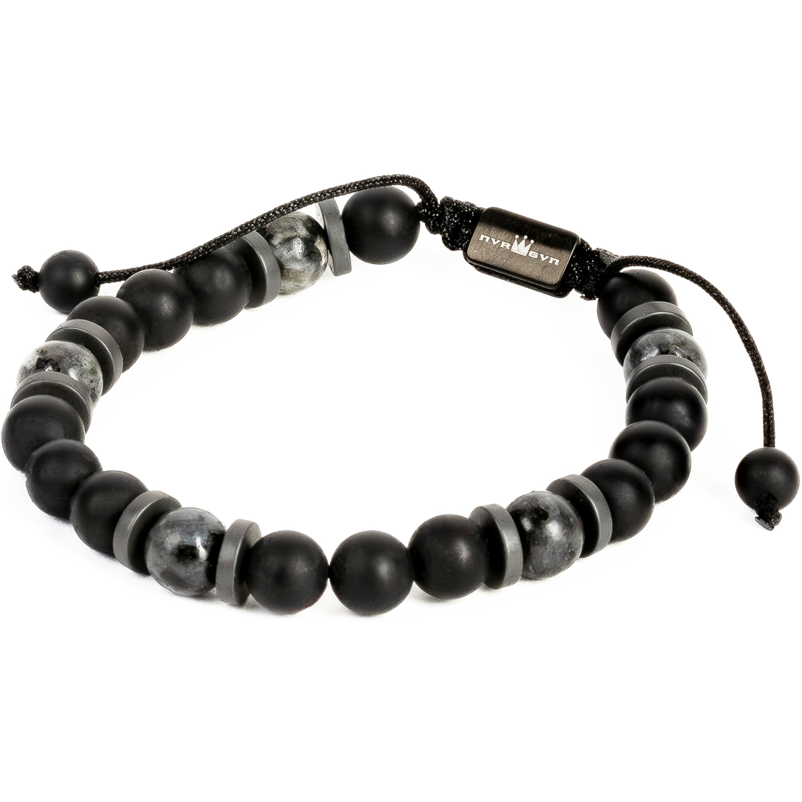 Mens Beaded Bracelet - Black Onyx, Hematite & Spectrolite Adjustable Bracelet for Men, Stylish Mens Jewelry, Perfect Birthday Gift for Men, Ideal for Casual Wear, Office, and Outdoor Adventures - The Deep Below Collection