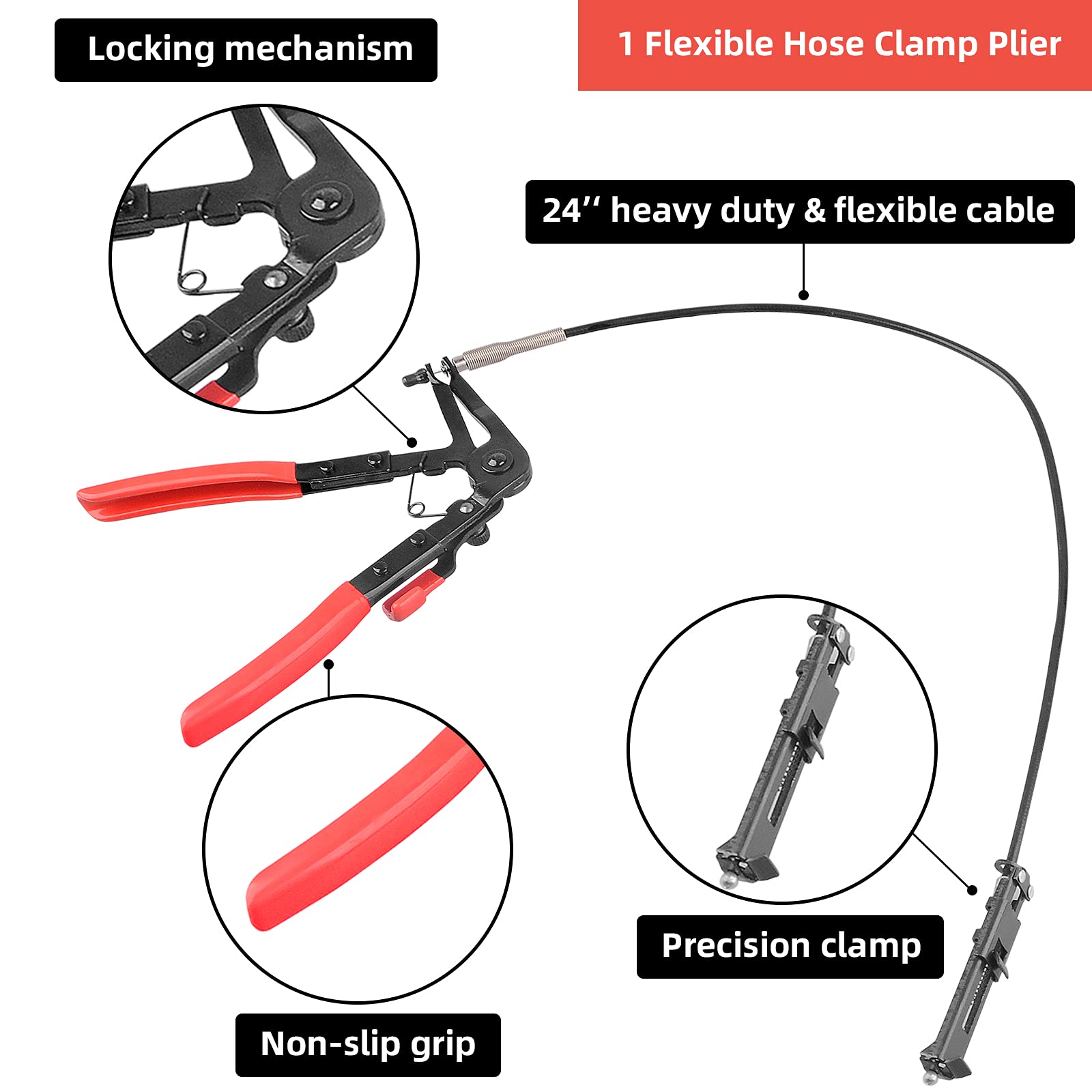 9-Piece Automotive Wire Long Reach Hose Clamp Pliers Set - Fuel, Oil & Water Hose Removal Tool Kit for Car, Truck & Motorcycle Repair (Professional Mechanic Use)