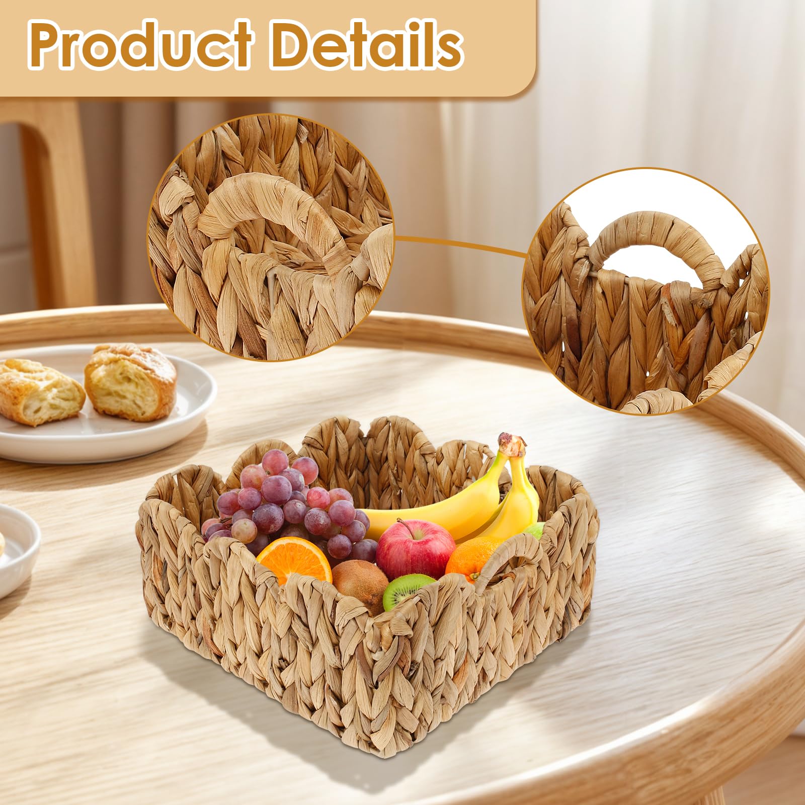 2-Pack Handwoven Woven Storage Baskets with Handles - Natural Rattan Nursery & Home Organization Bins - 15L Capacity for Bedroom, Living Room, Baby Room Storage - Perfect for Toys, Blankets & Clothes Organization