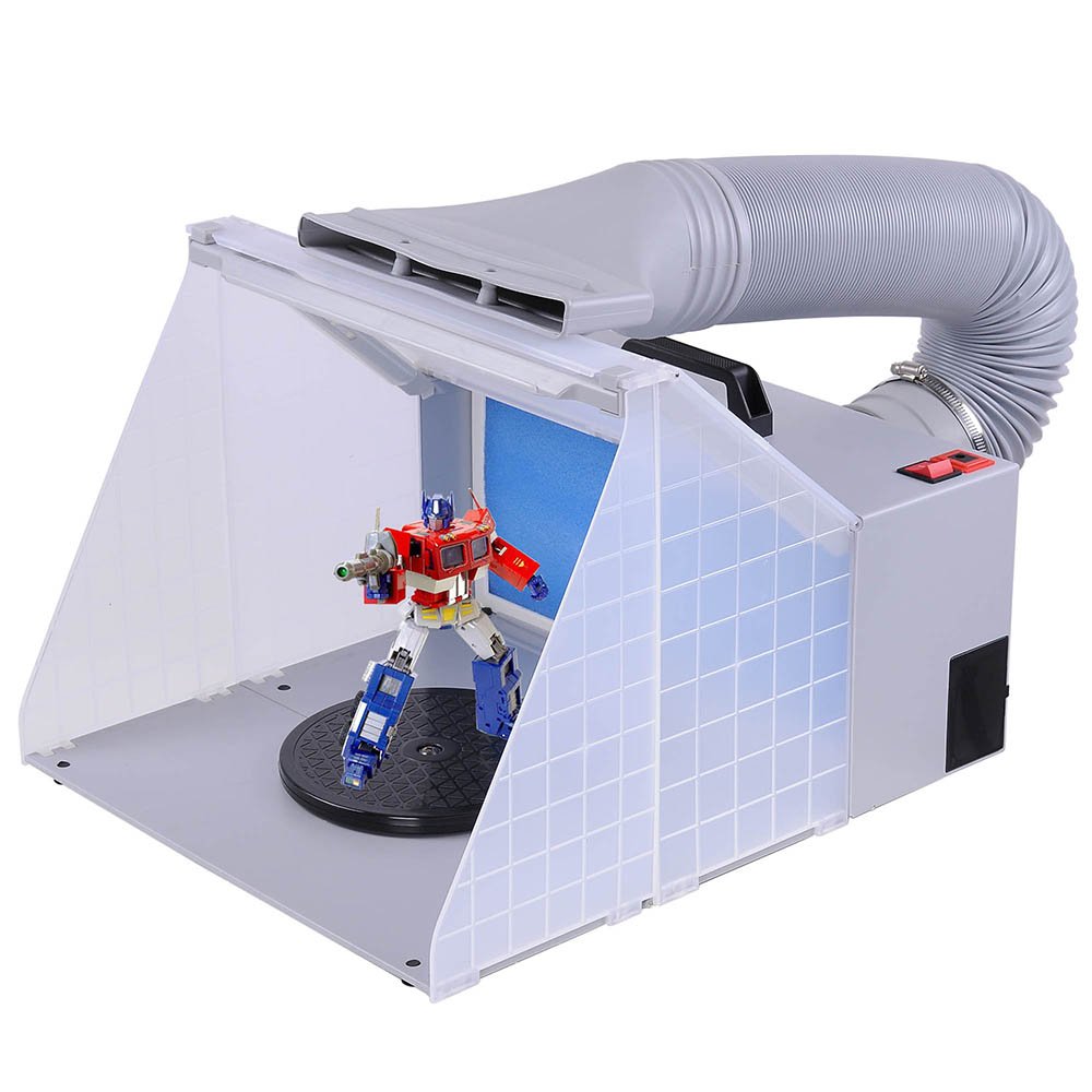 Professional Portable Airbrush Paint Spray Booth Kit with Turntable, 5.6' Hose & 3 LED Lights - Powerful Fan for Toy Model Painting, DIY Crafts, Miniature Art - Perfect for Hobbyists & US Delivery (LED Spray Booth + Hose)