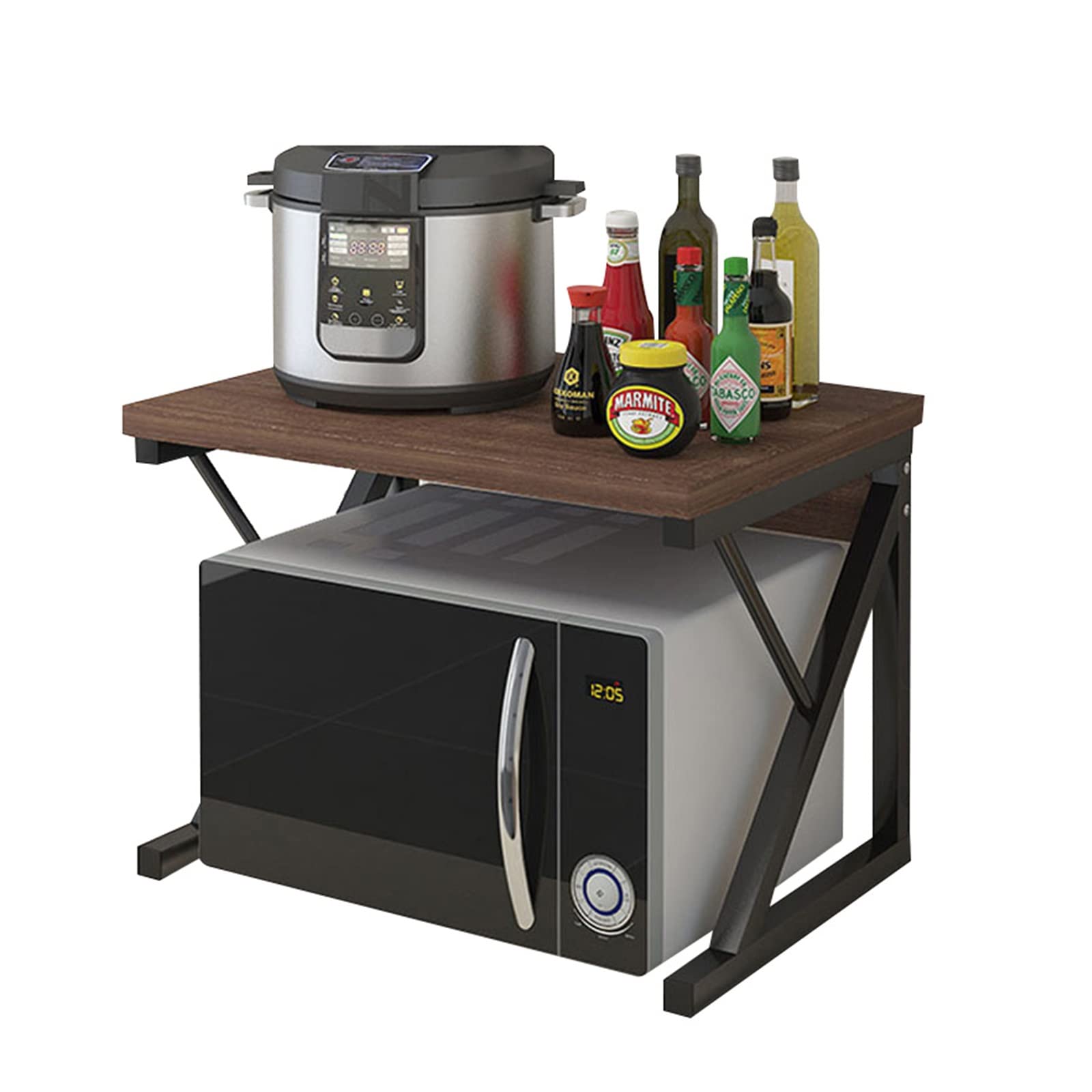 Universal Microwave Shelf for Countertop - Heavy Duty Metal Oven Rack & Kitchen Storage Organizer - Space Saving Solution for Small Kitchens, Countertops & Pantries