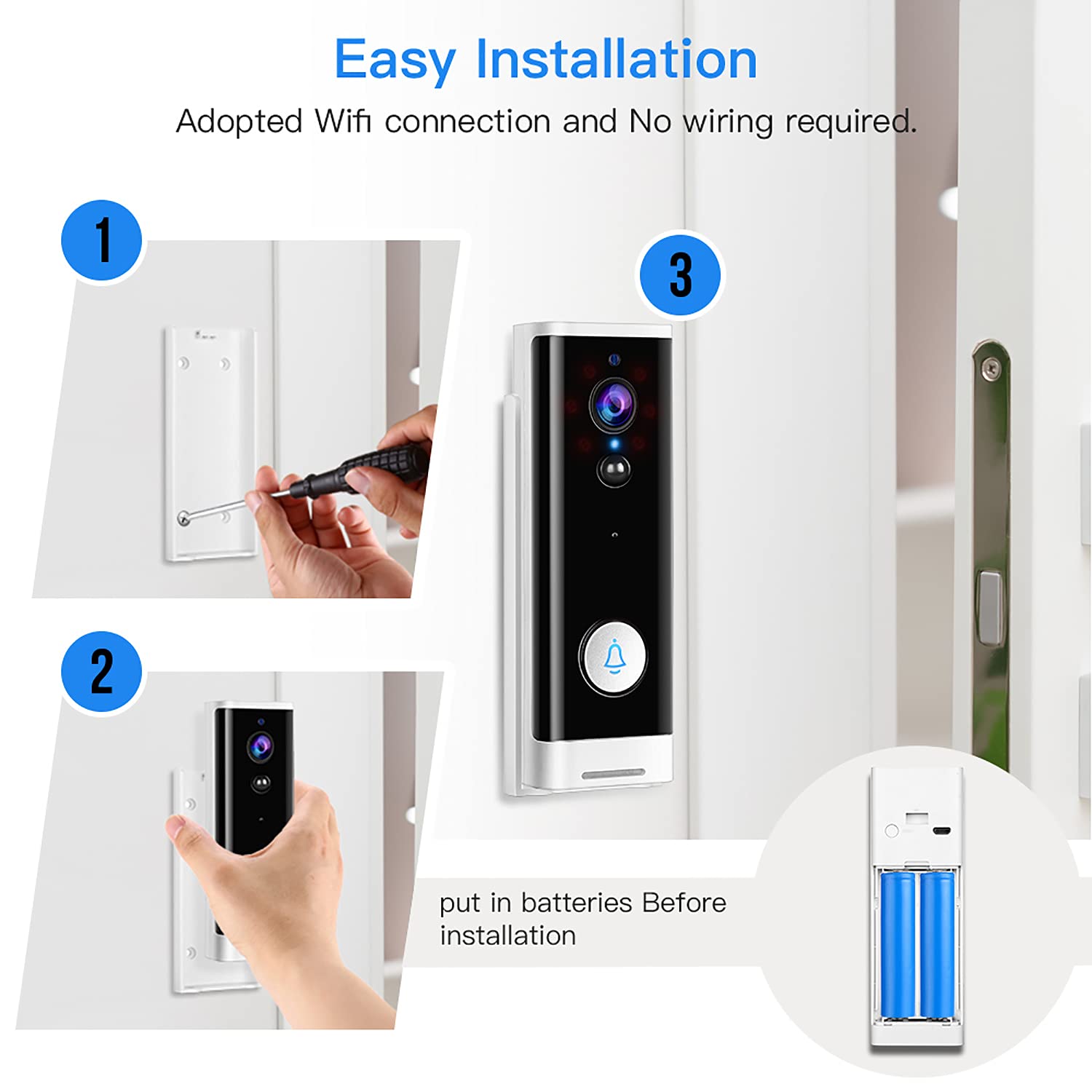 Smart WiFi Video Doorbell Camera 1080P HD - Wireless Security Camera with Motion Detection, Night Vision, 2-Way Audio & Local Storage - Works with Alexa & Google Home - Perfect for Home Security & Smart Home Monitoring