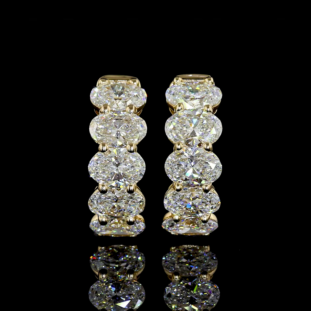 2.1 Carat Lab Grown Oval E VS Diamond 14K Yellow Gold Huggie Hoop Earrings - Perfect for Weddings, Anniversaries & Special Occasions