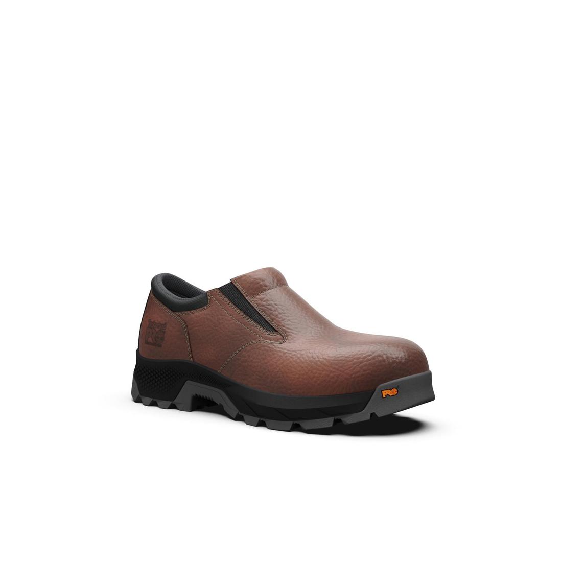 Titan EV Composite Toe Slip-On Work Boots - Brown Safety Shoes for Men | Comfortable & Lightweight for Construction, Warehouse & Industrial Work