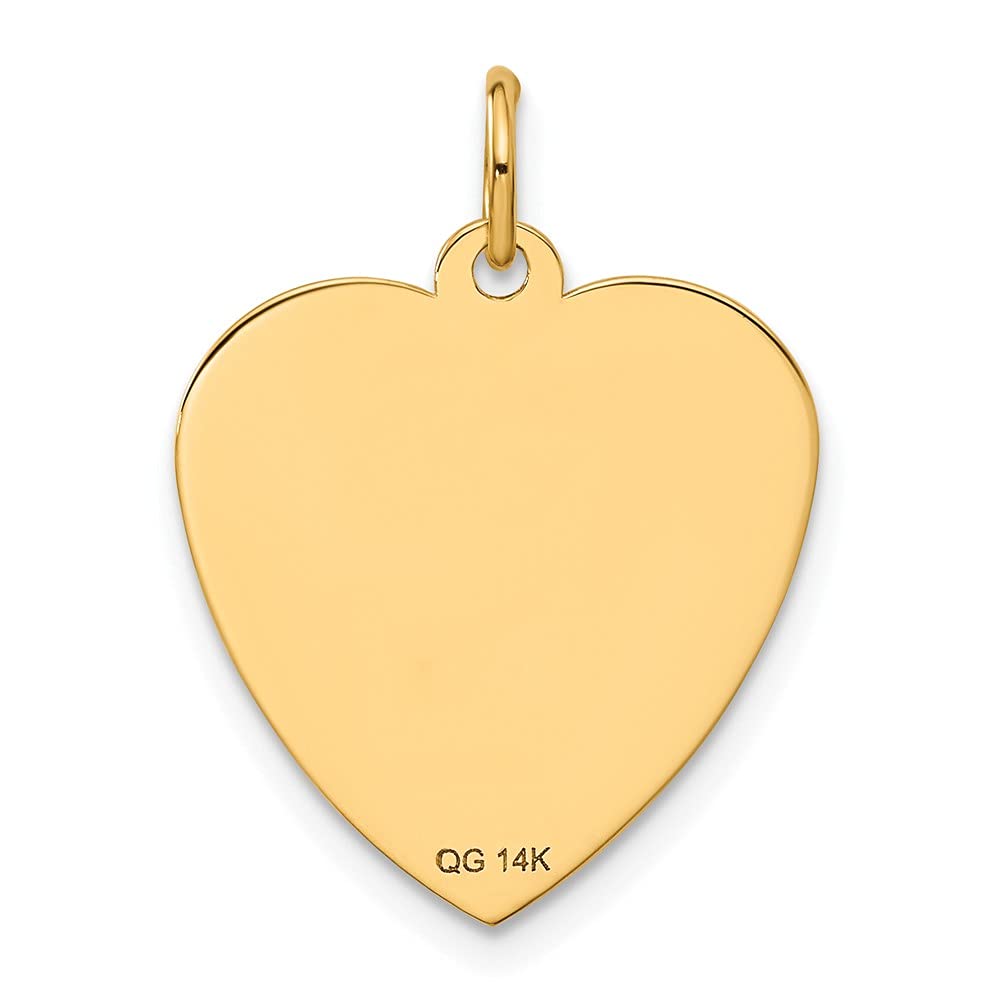 14k Yellow Gold Happy Birthday Heart Disc Charm Pendant - 18mm Black Bow Design for Necklace, Gift & Special Occasions