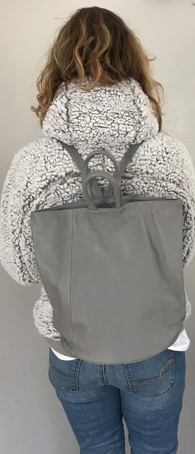 Stella Convertible Leather Backpack Purse for Women - Stylish Travel Tote Bag with Adjustable Straps, Grey - Perfect for Work, School & Weekend Getaways