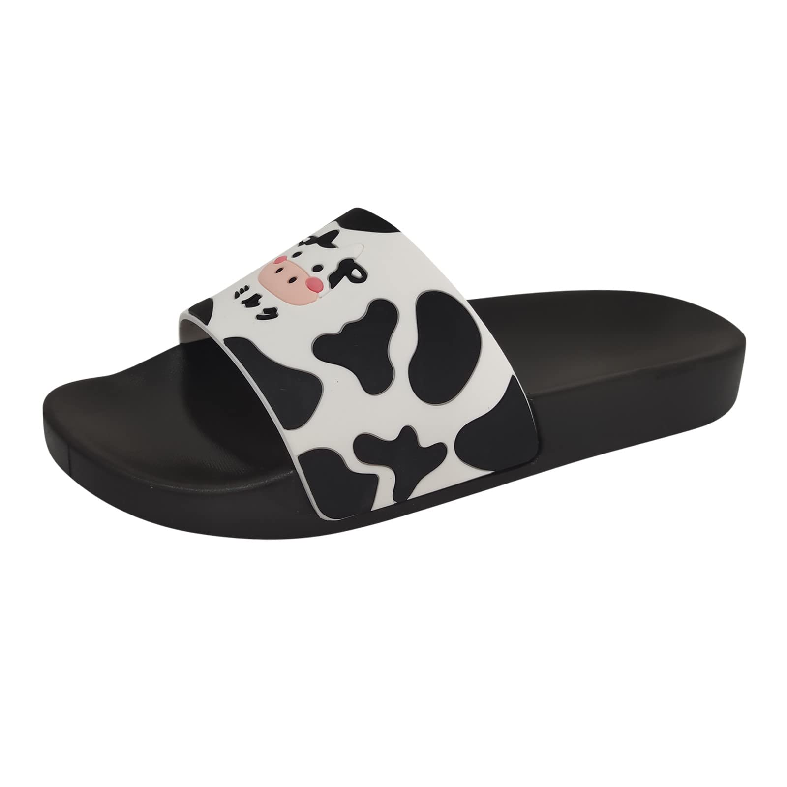 Women's Thick Sole Slippers - Cute Cow Pattern Sandals with Rhinestones for Indoor & Outdoor Use - Cozy House Shoes for Relaxing at Home or Quick Errands