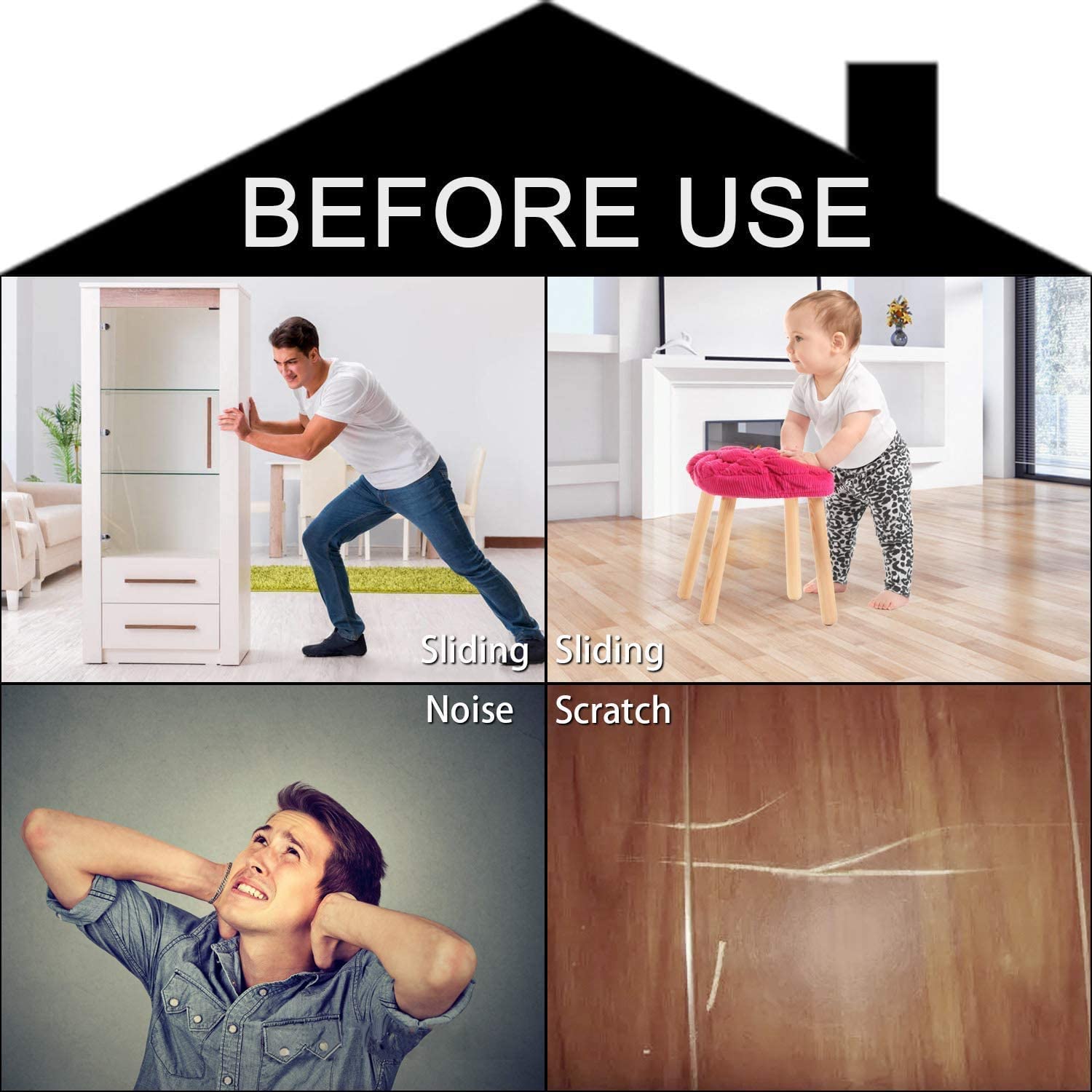 Yelanon Non Slip Furniture Pads - 28 Pack 2 Inch Self Adhesive Rubber Grippers for Chair & Couch Legs, Anti-Skid Hardwood Floor Protectors for Furniture Movement Prevention | Perfect for Living Room, Bedroom & Office Use