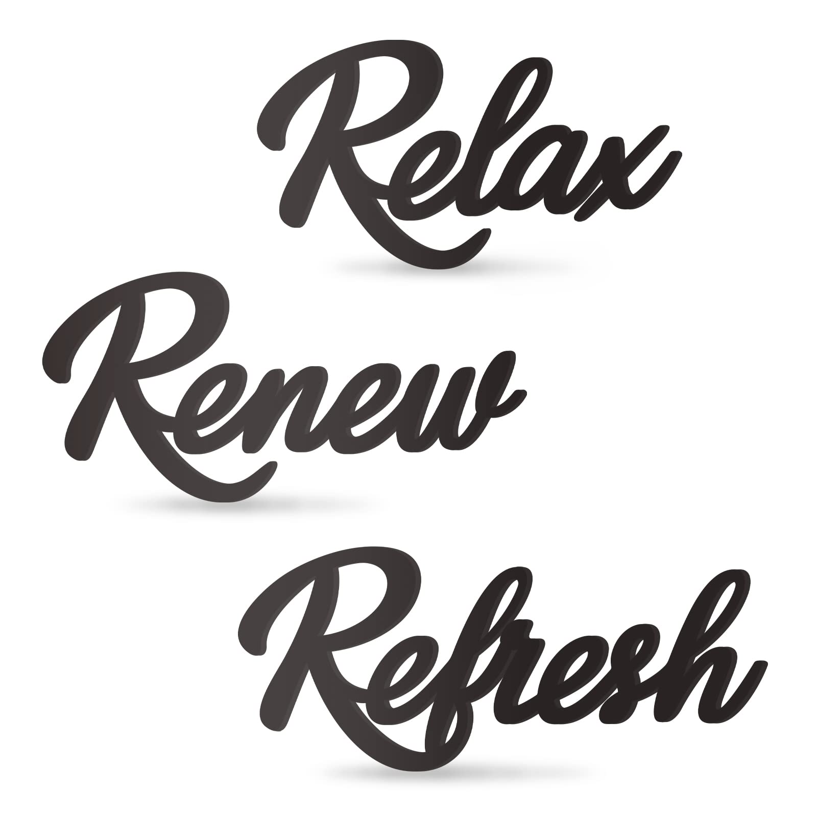 3-Piece Wooden Bathroom Wall Decor Signs - Relax Renew Refresh Hanging Plaques for Spa, Home Decor (Black) - Perfect for Bathroom, Powder Room & Guest Bath Decor