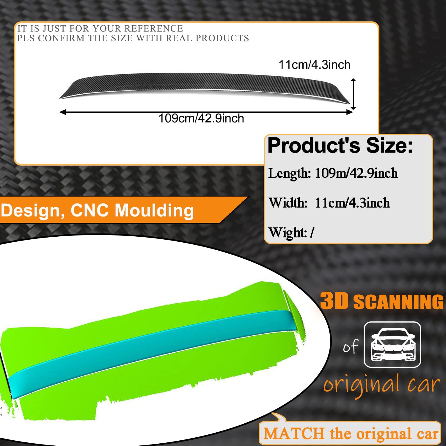Carbon Fiber Rear Roof Spoiler for Infiniti G25 G35 G37 Sedan 2006-2013 - High Gloss CF Roof Wing Lip - Enhances Aerodynamics & Sporty Style - Perfect for Car Enthusiasts & Custom Builds
