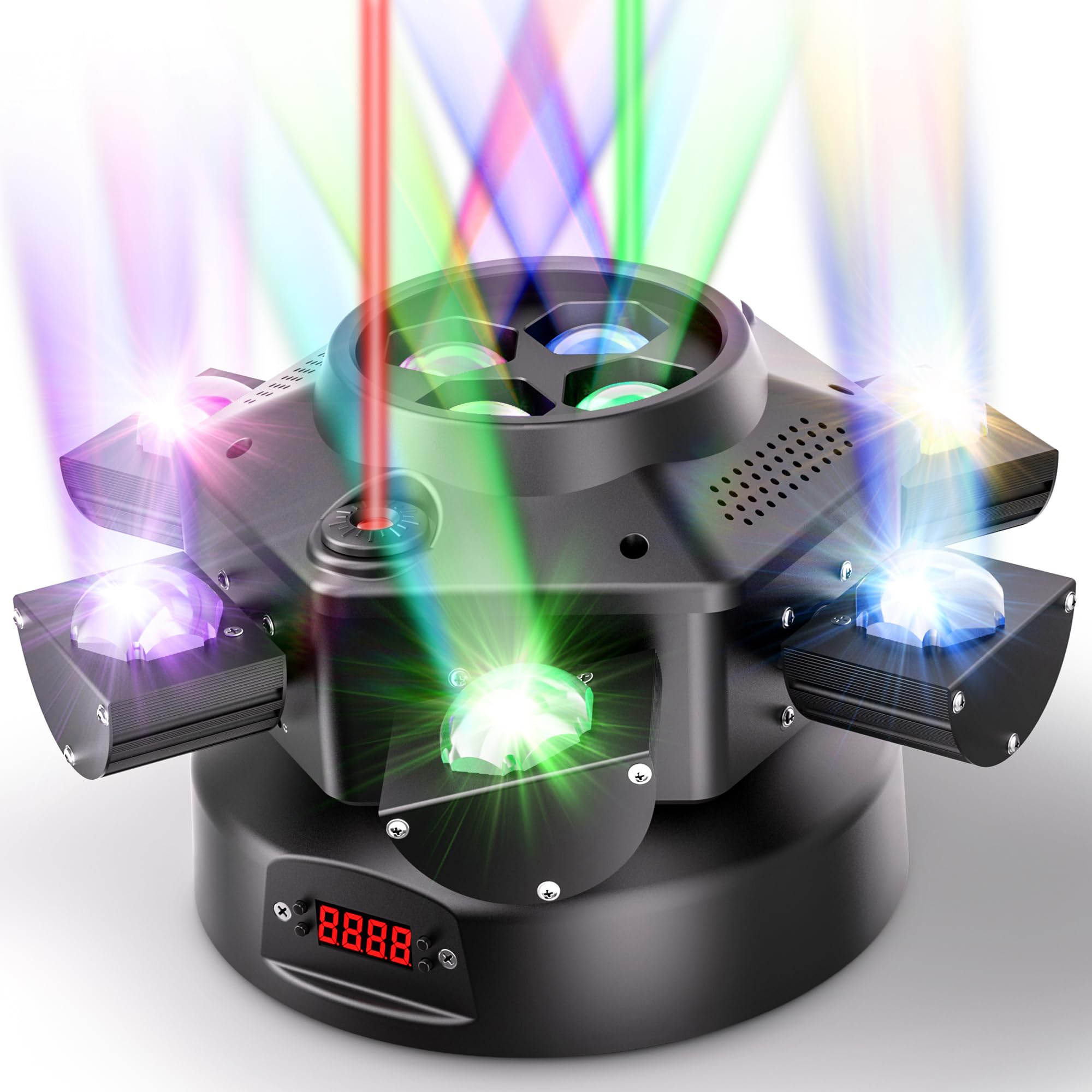 150W RGBW LED Moving Head DJ Light with Mixed Effects - DMX-512 & Sound Control - 6-Arm Stage Lighting for Disco, Club, Wedding & KTV Parties - Perfect for Nightclubs, Concerts and Stage Performances