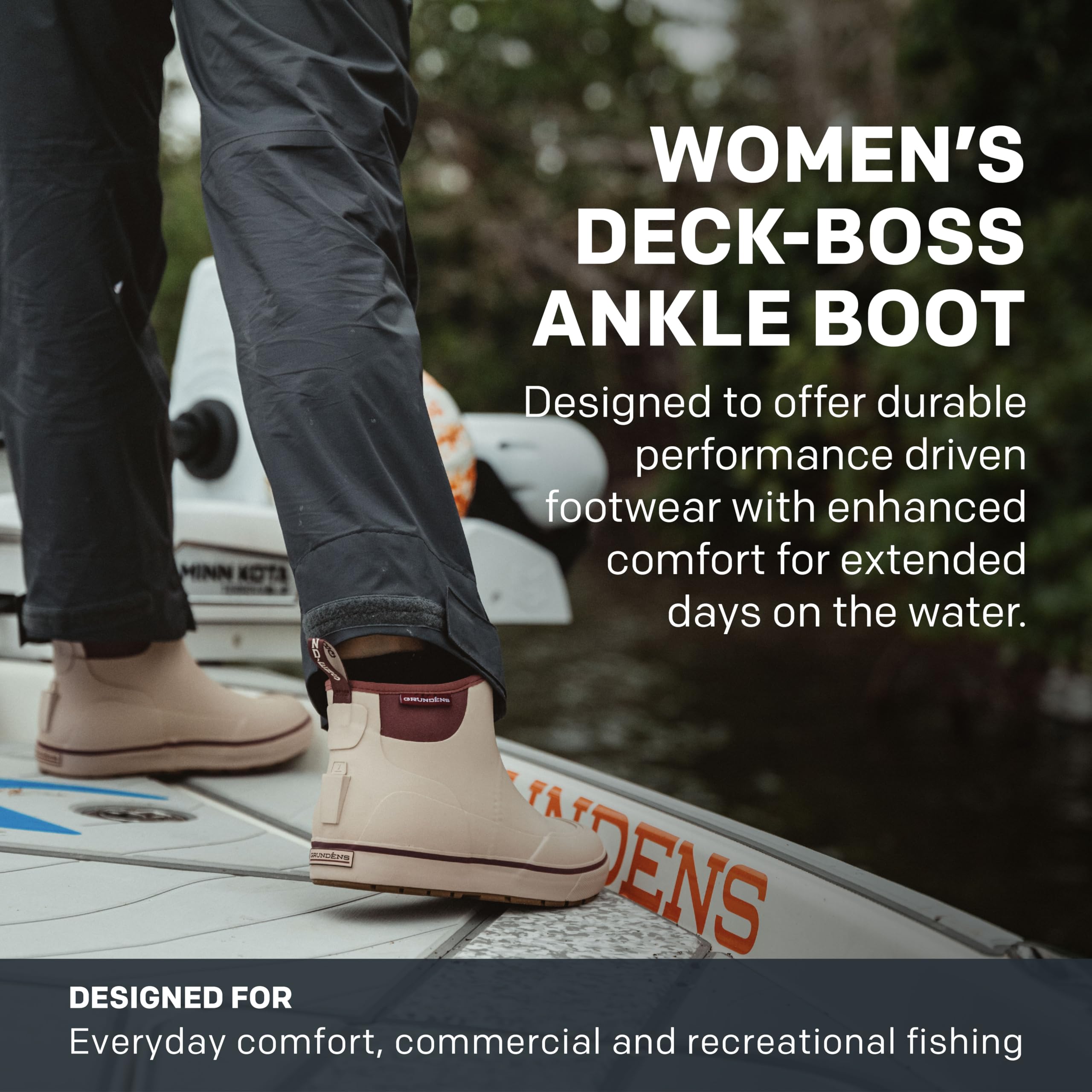 Grundens Women's DECK-BOSS Waterproof Ankle Boot - Non-Slip Fishing & Outdoor Work Boots for Women - Perfect for Boating, Hiking and Wet Conditions