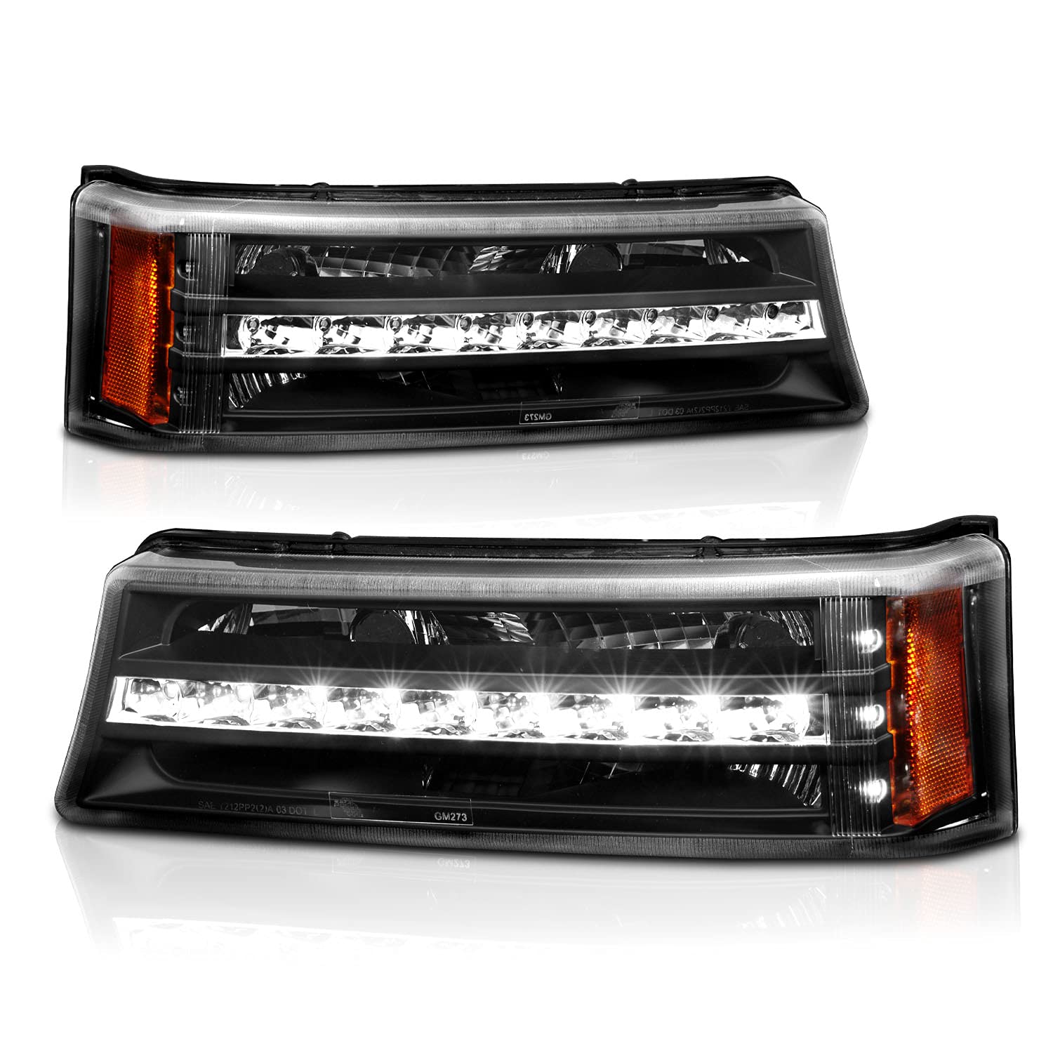 2003-2006 Chevy Silverado Avalanche LED Black Bumper Parking Lights - Pair for Passenger & Driver Side | Durable Replacement Lights for Off-Roading, Night Driving & Enhanced Visibility