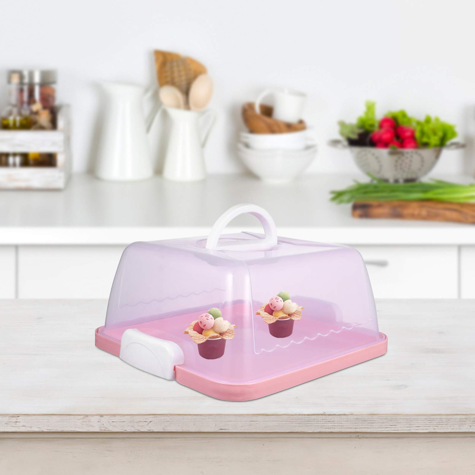 Wedding Cake Stand with Locking Lid - Portable Square Cake Carrier Container for Cheesecake, Pastry, Cupcakes & Desserts - Perfect for Birthday Parties, Weddings & Bakery Storage