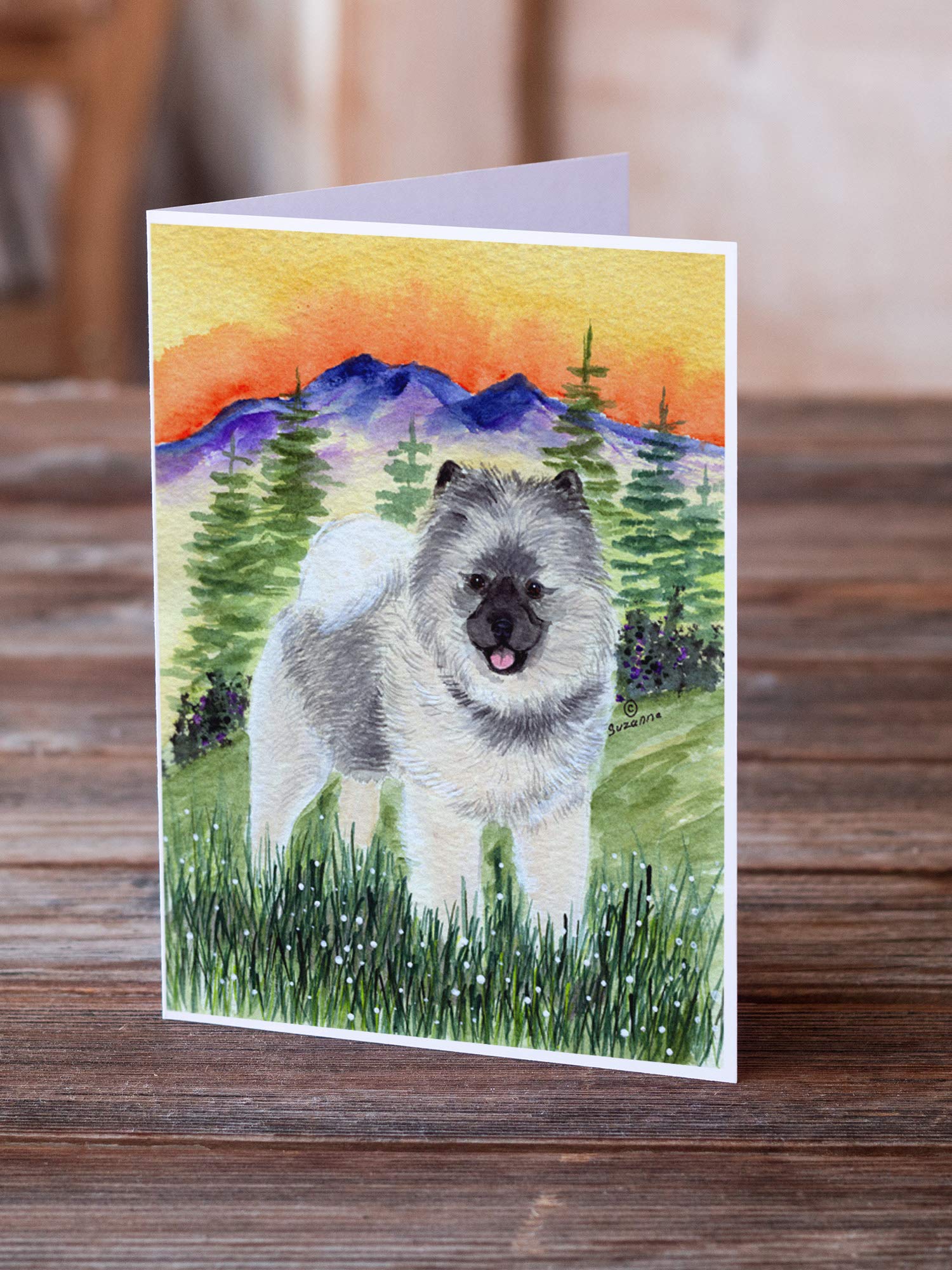 Keeshond Greeting Cards Set of 8 with Envelopes | 5x7 A7 Blank Note Cards for All Occasions | Whimsical Dog Lover Stationery for Birthdays, Thank You Notes & Holiday Cards