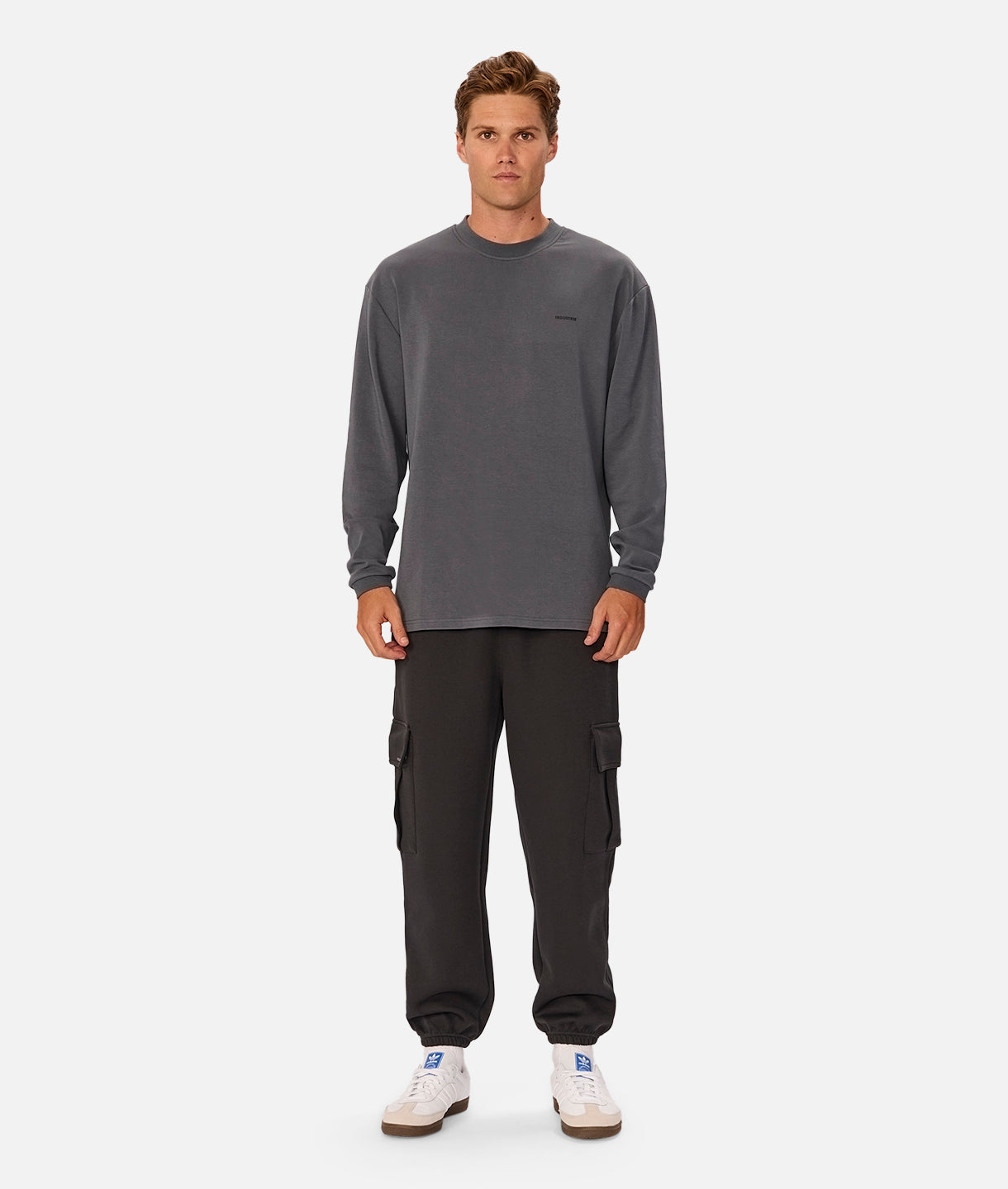 Premium Newport Long Sleeve T-Shirt for Men - Soft Cotton Slate Grey Tee - Casual Wear, Layering & Everyday Comfort