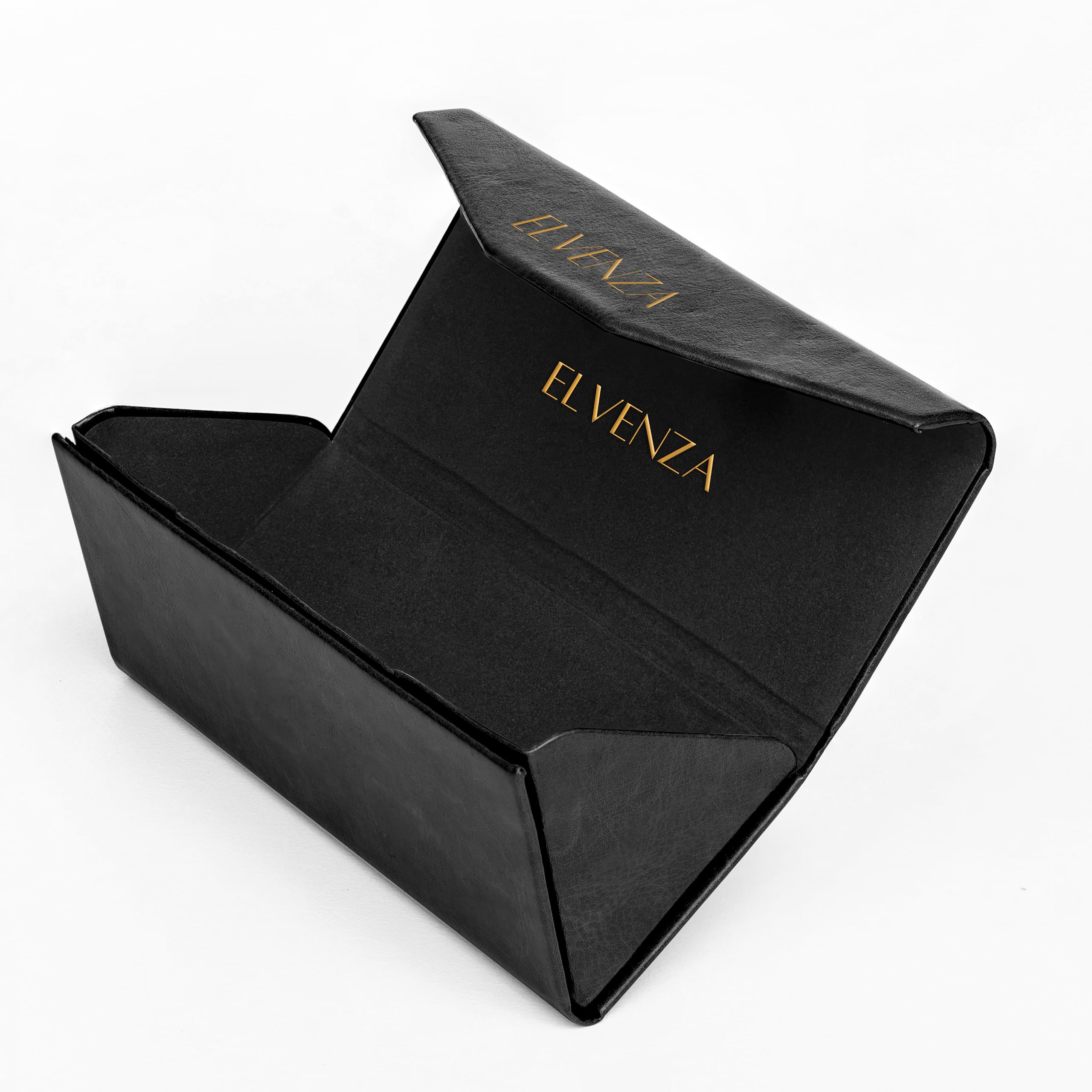 ELVENZA Foldable Glasses Case for Sunglasses & Eyewear - Includes Microfiber Cleaning Cloth | Compact Eyeglass Holder for Travel, Office & Daily Use