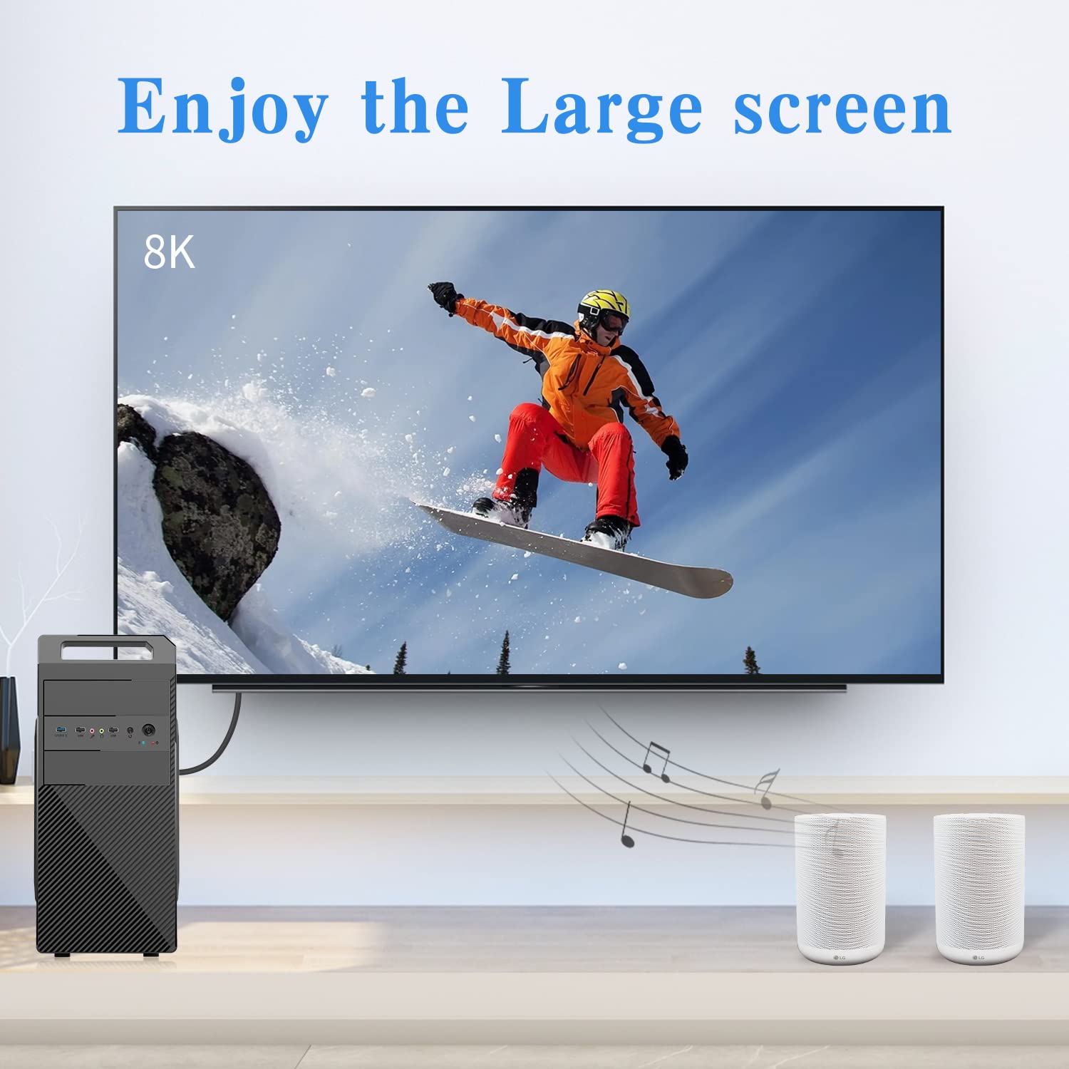 Duttek 1Ft Mini DP to DP Cable 8K@60Hz for PC, Laptop & Monitor
