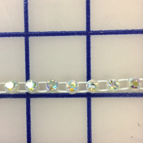 Rhinestone Trim Stretch Banding - 20ss Crystal AB for DIY Crafts, Costume Design, and Fashion Accessories