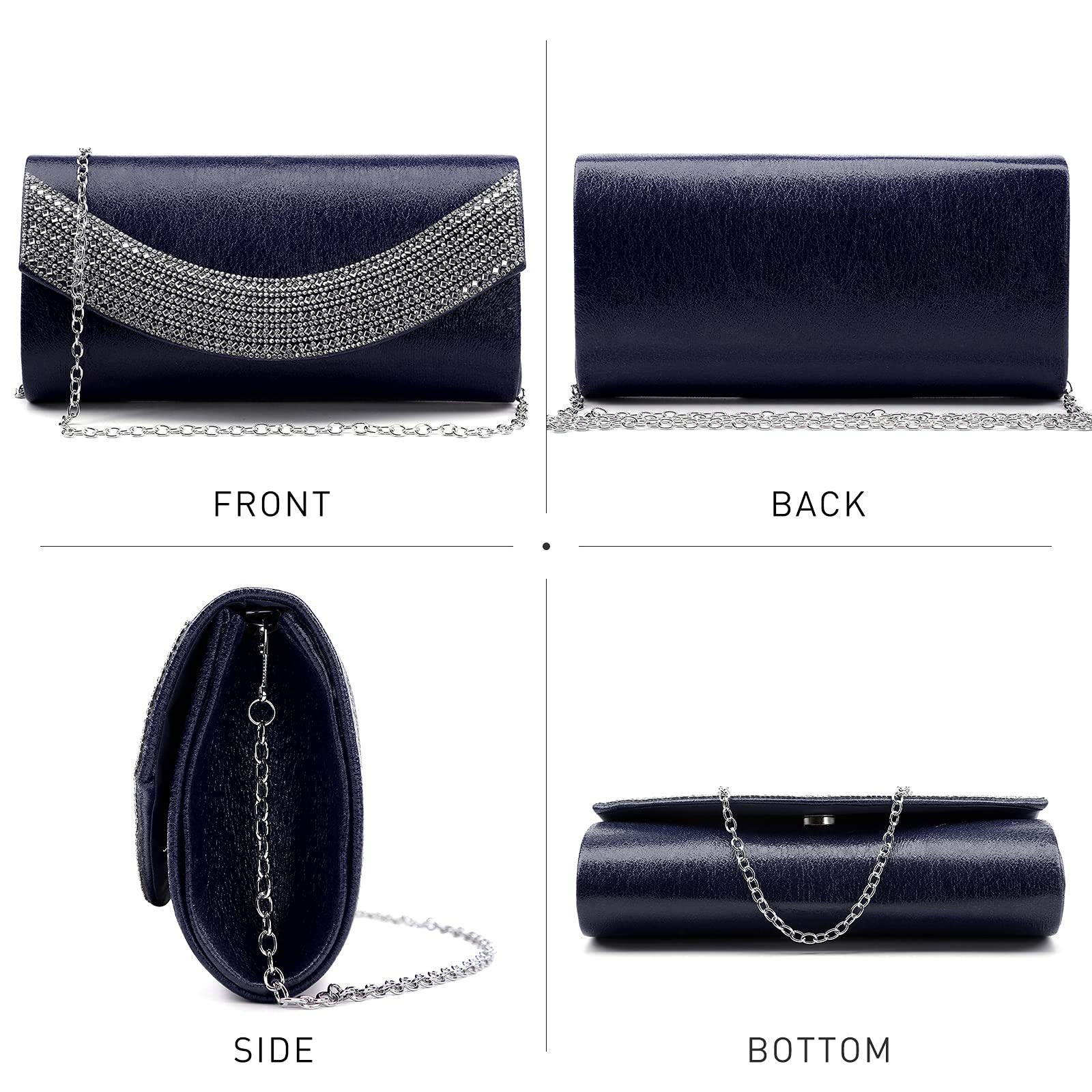 Dasein Women's Rhinestone Clutch Purse - Elegant Evening Bag for Wedding, Party, Prom & Formal Events | Perfect for Brides, Bridesmaids & Special Occasions