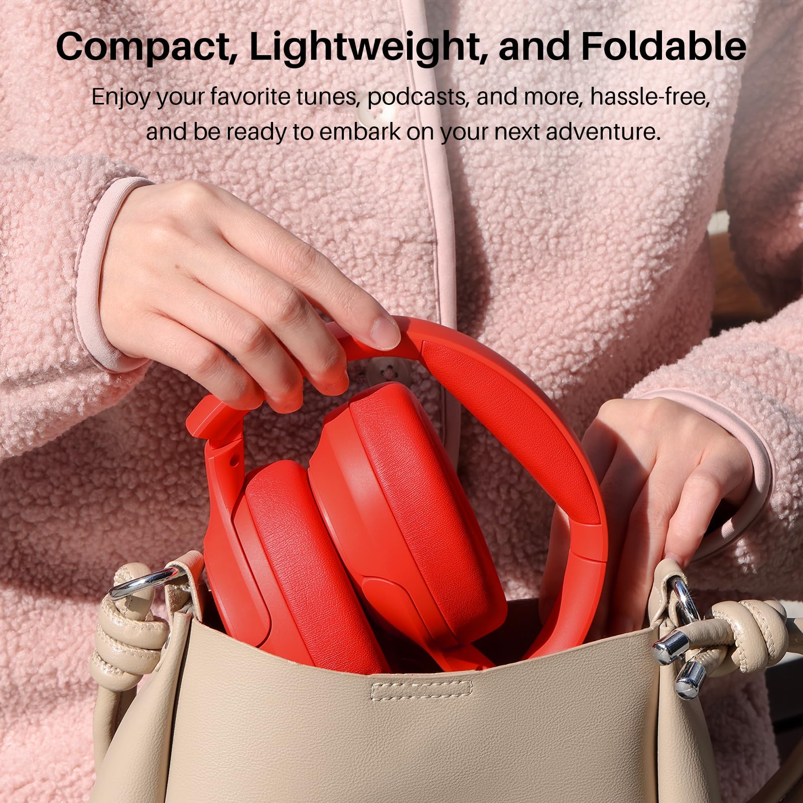 TOZO HT2 Hybrid Active Noise Cancelling Wireless Headphones - 60H Playtime, Hi-Res Audio, Deep Bass, Foldable & Lightweight Over-Ear Bluetooth Headphones for Workout, Travel & Office Use